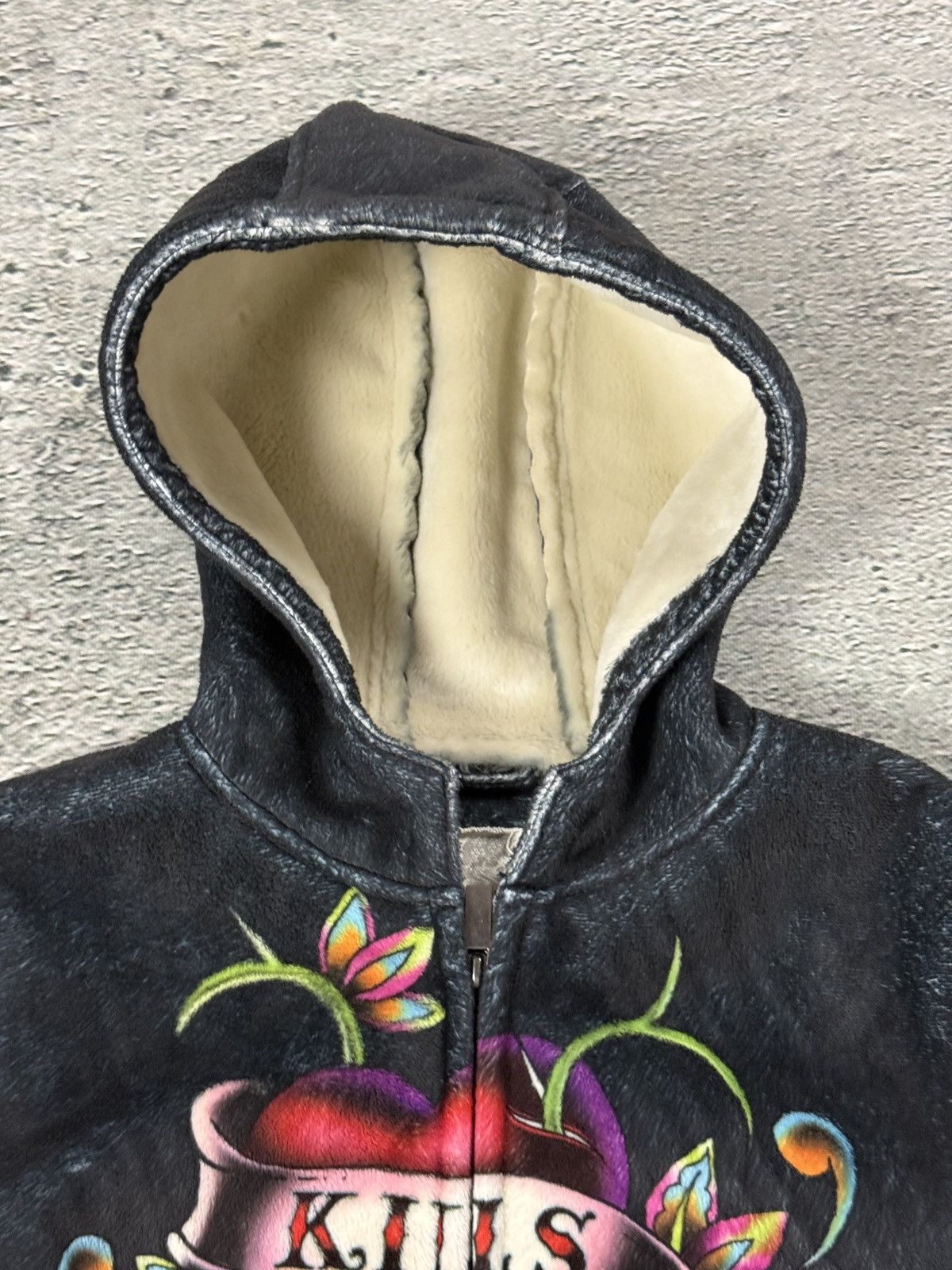 Ed Hardy Ed Hardy zip hoodie black red vintage Y2K faux fur Size L / US 10 / IT 46 - 4 Thumbnail