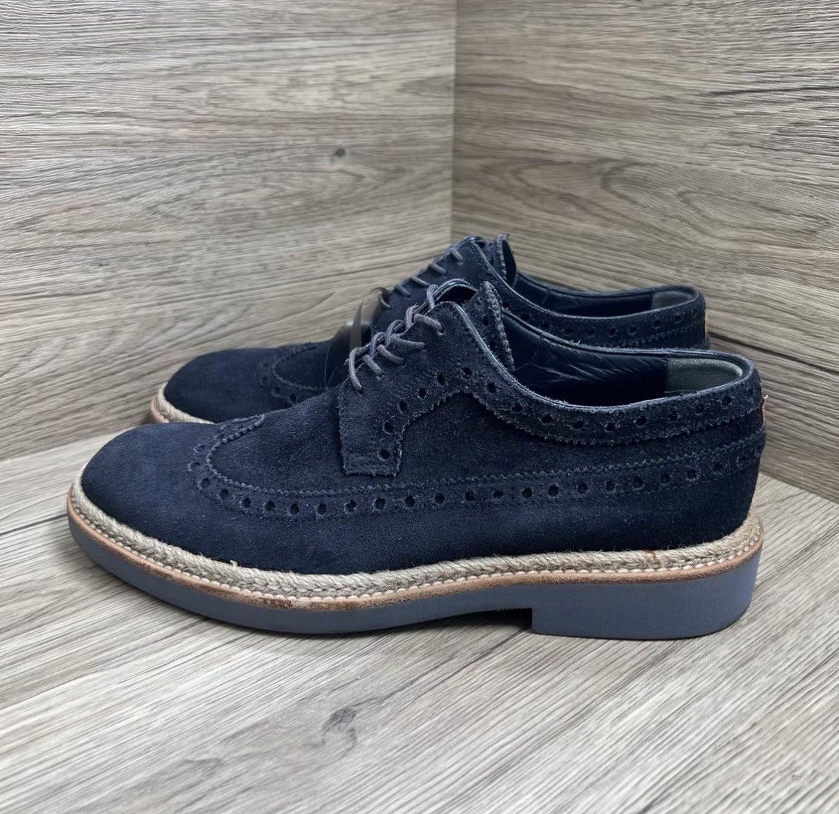 Louis Vuitton Louis Vuitton Blue Carved Derby Leather Shoes J41 Size US 6.5 / EU 39-40 - 1 Thumbnail