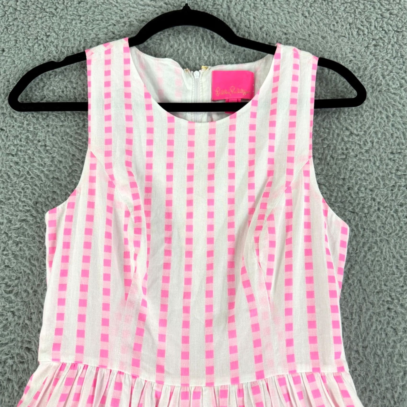 Lilly Pulitzer Lilly Pulitzer Maybella Dress 0 Pink Gingham Tiered Midi Sleeveless Womens Size XS / US 0-2 / IT 36-38 - 2 Thumbnail