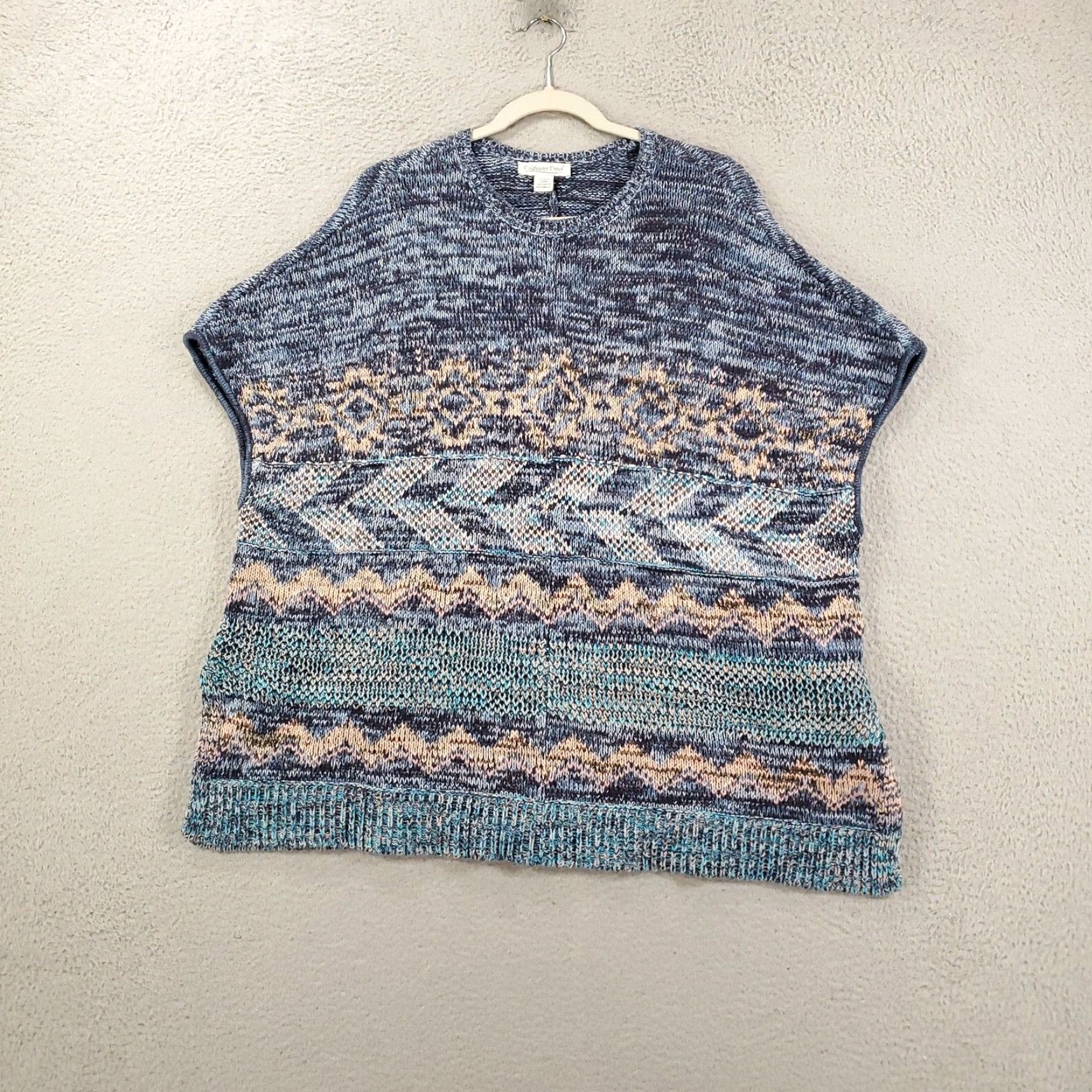 Coldwater Creek Coldwater Creek Sweater Women One Size Multicolor Geometric Knit Pullover Cap Sleeve Round Neck Womens Size ONE SIZE - 4 Thumbnail