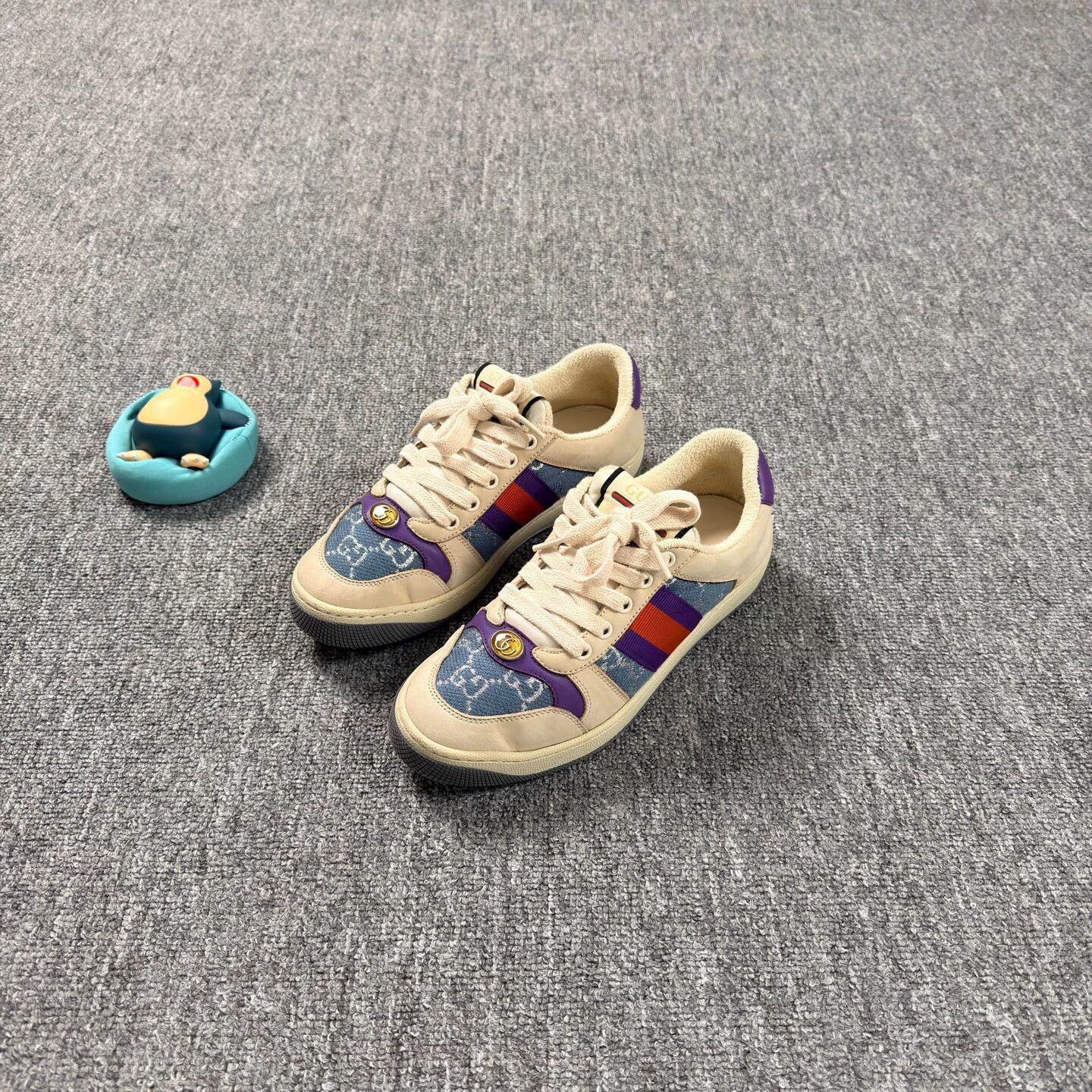 Gucci Gucci blue GG enamel allover distressed sneakers 36 9/10 Size US 5.5 / IT 35.5 - 1 Thumbnail