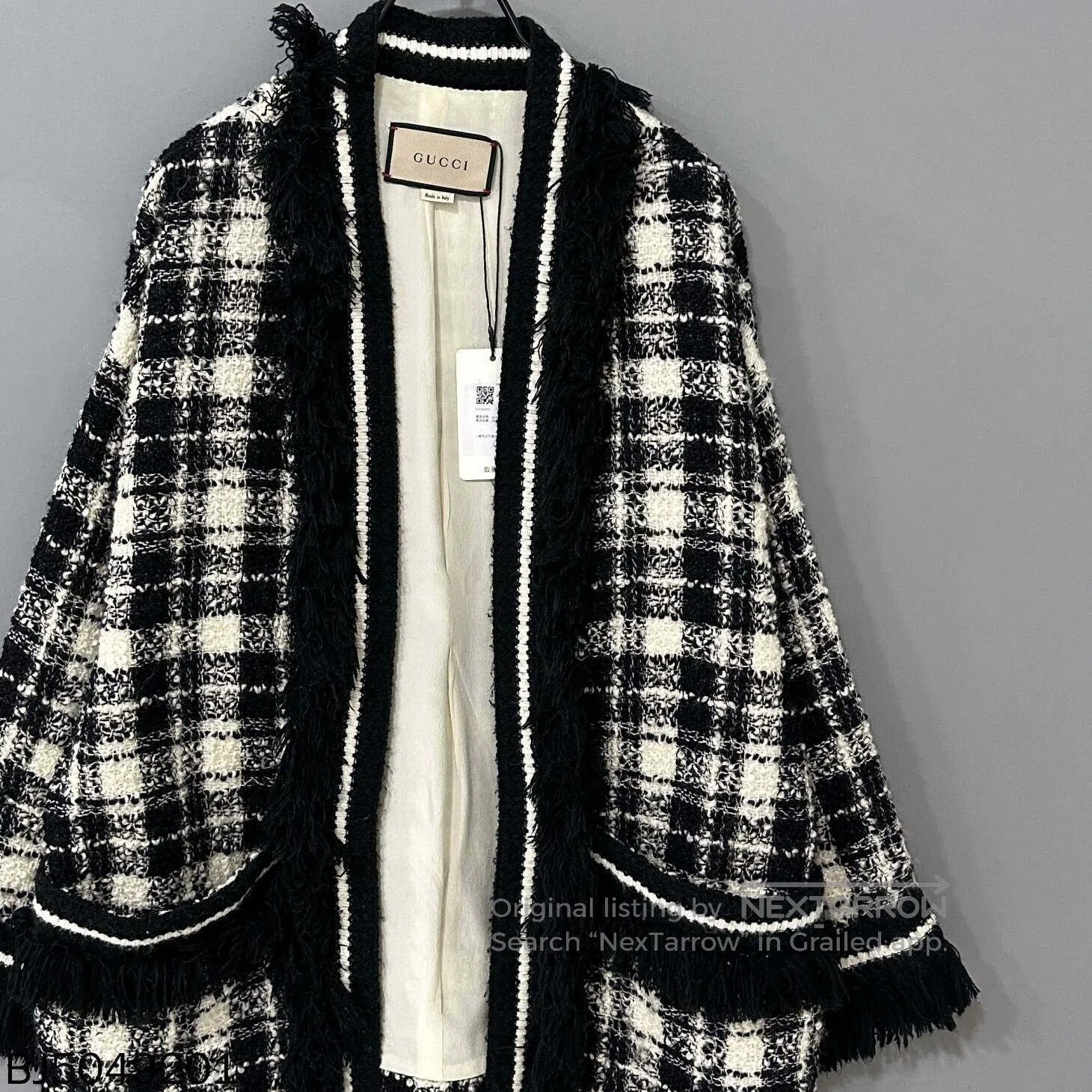 Gucci Black White Check Tweed Fringe Coat Gucci. Size XS / US 0-2 / IT 36-38 - 2 Thumbnail