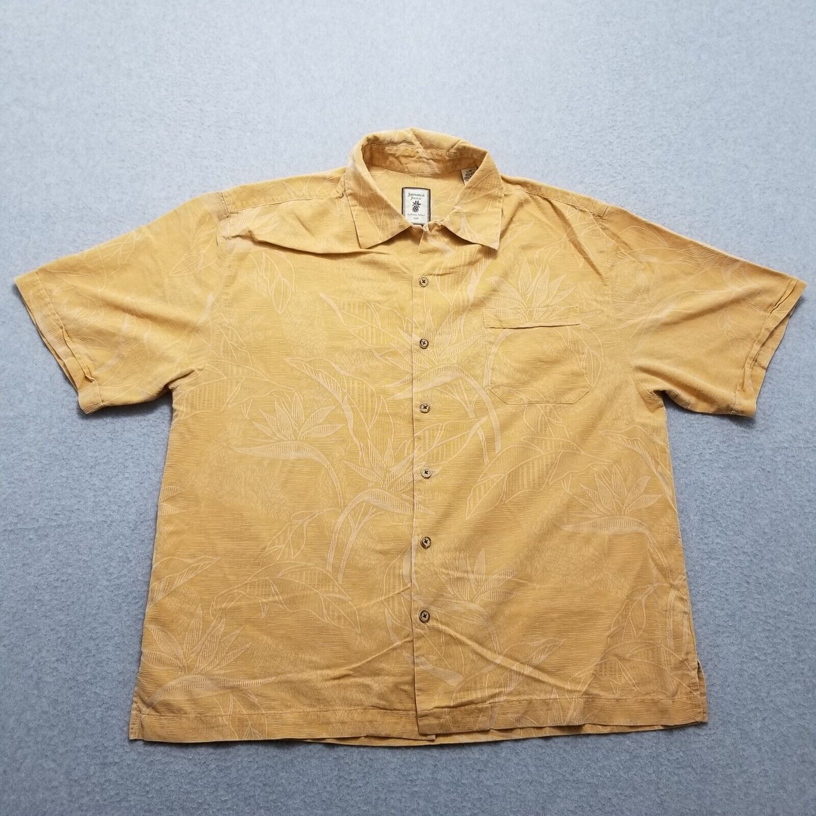 Jamaica Jaxx L Hawaiian Button Up Short Sleeve 100% Silk