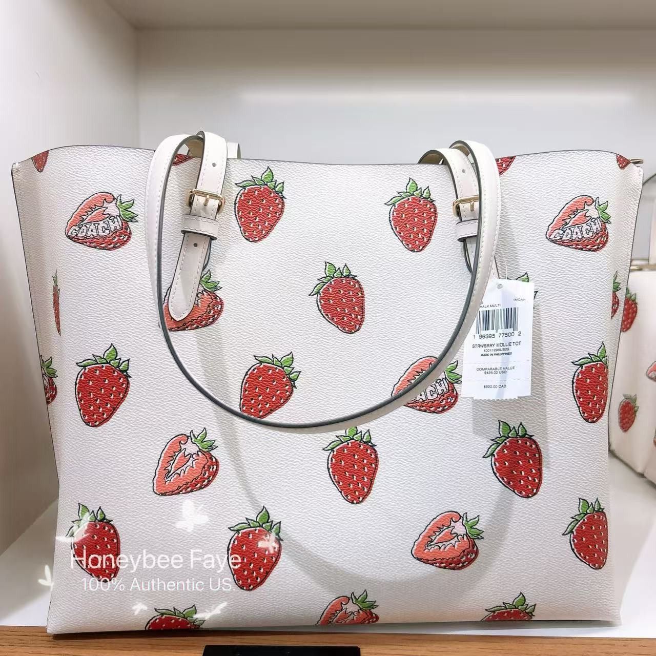 Coach NWT Coach Mollie Tote Bag With Strawberry Print CAQ65 Size ONE SIZE - 3 Thumbnail