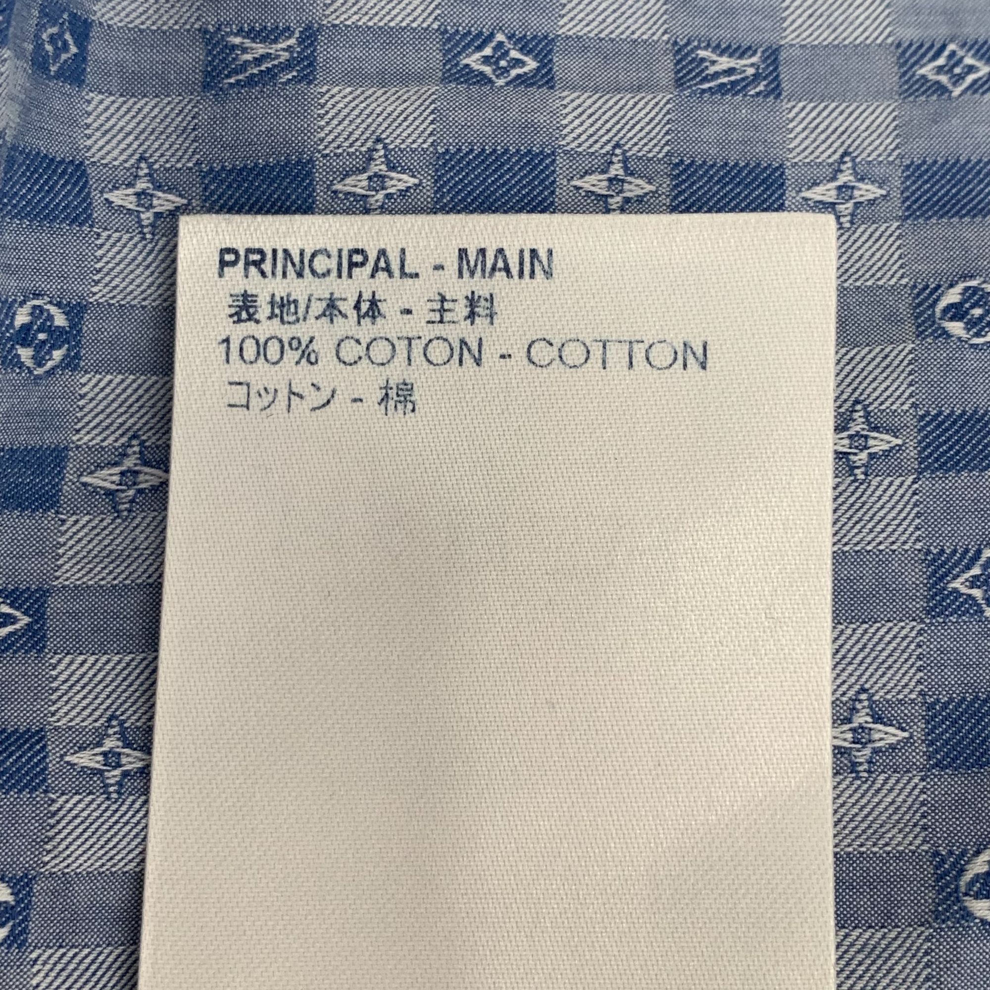 Louis Vuitton Louis Vuitton Slim Fit Blue Logo Long Sleeve Shirt M 100% Co Size M / US 6-8 / IT 42-44 - 3 Thumbnail