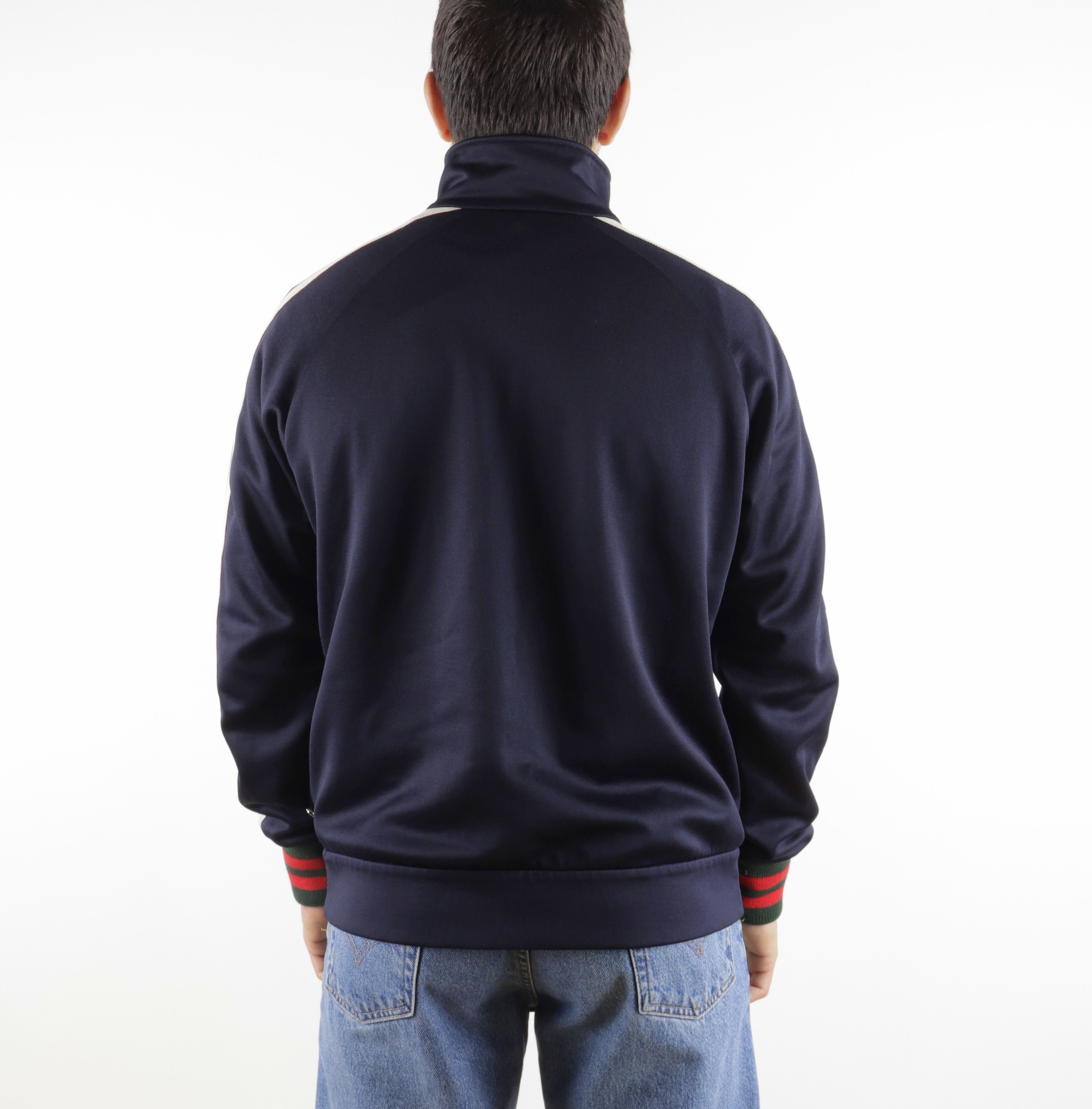 Gucci GUCCI Web Logo Navy Blue Jersey Track Zip-Up Jacket Size US M / EU 48-50 / 2 - 8 Thumbnail
