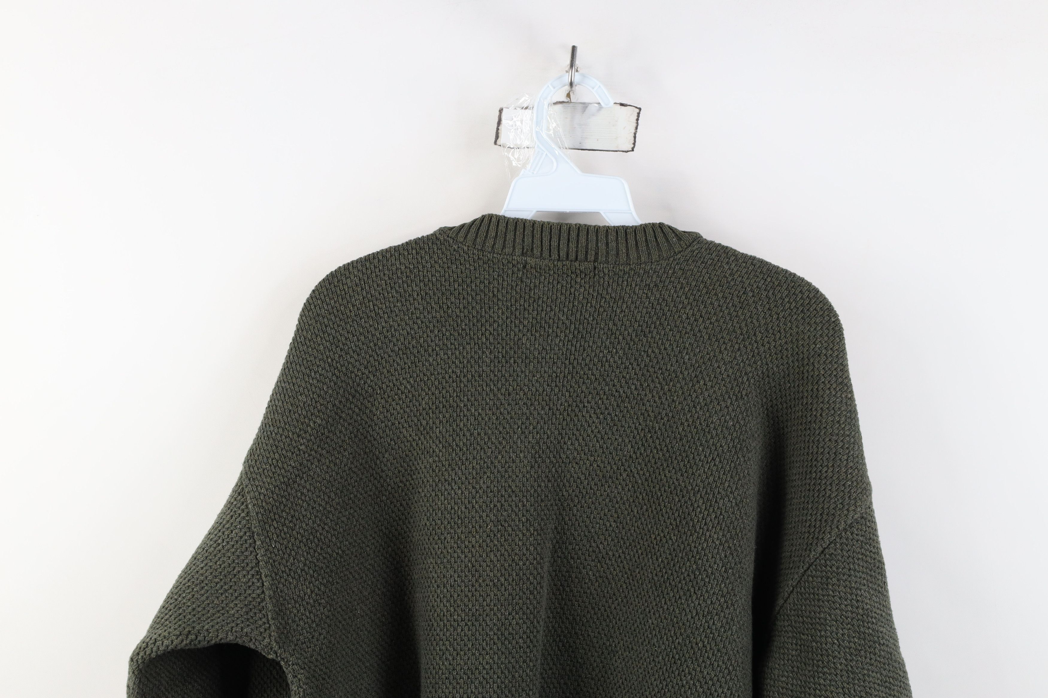 Vintage Vintage 90s Streetwear Weave Knit Henley Sweater Green USA Size US XL / EU 56 / 4 - 10 Thumbnail