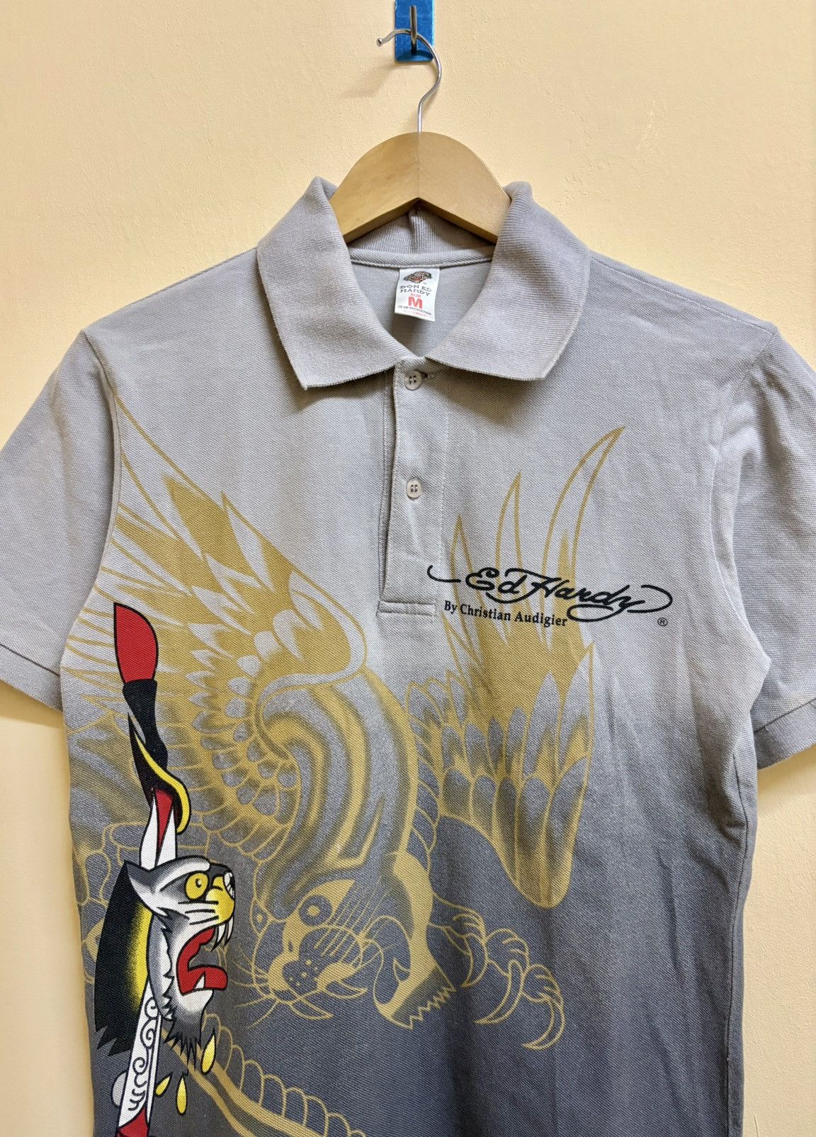 Ed Hardy Vintage Y2k Ed Hardy By Christian Audigier Skull Tiger Polo Size US M / EU 48-50 / 2 - 4 Thumbnail