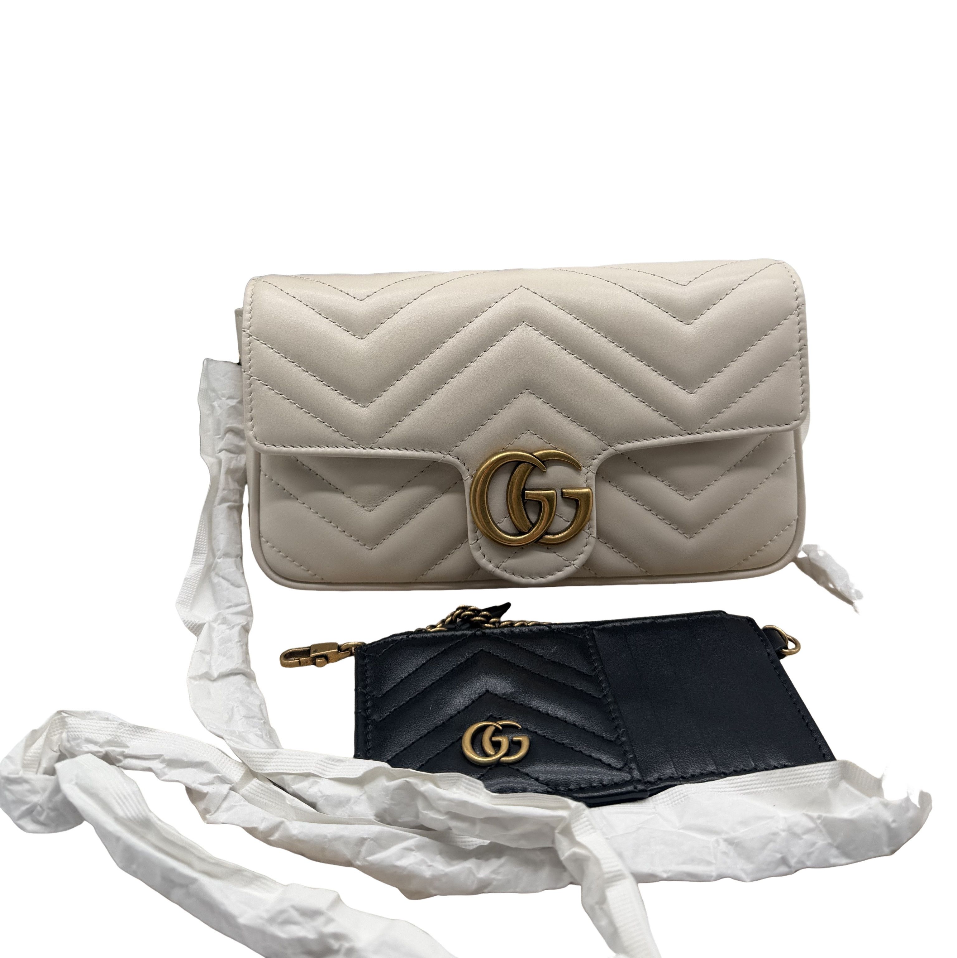 Gucci Gucci GG Marmont White Quilted Leather Shoulder Bag Size ONE SIZE - 1 Thumbnail