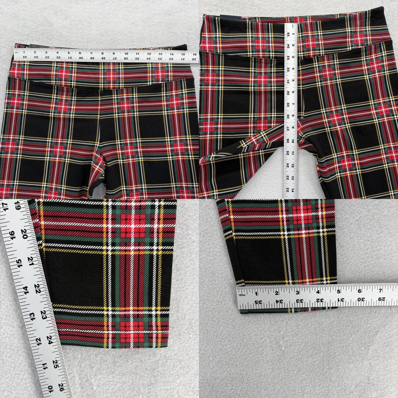 J.Crew J.CREW Womens Large Leggings Multicolor Plaid Holiday Christmas Ankle High Rise Size 36" / US 14 / IT 50 - 8 Thumbnail