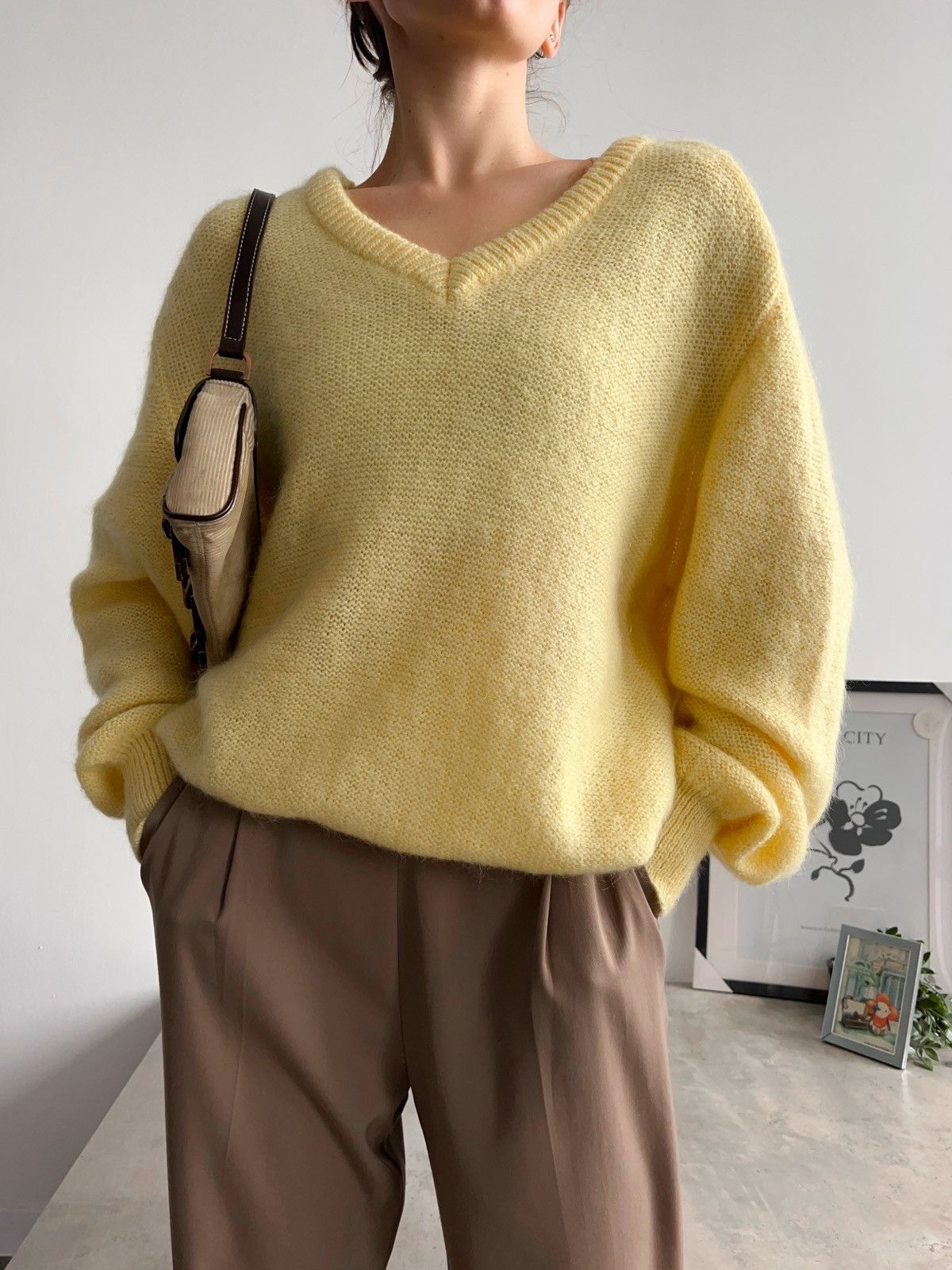 Vintage Beautiful Yellow Vintage Wool Alpaca Sweater Italian Size M / US 6-8 / IT 42-44 - 3 Thumbnail