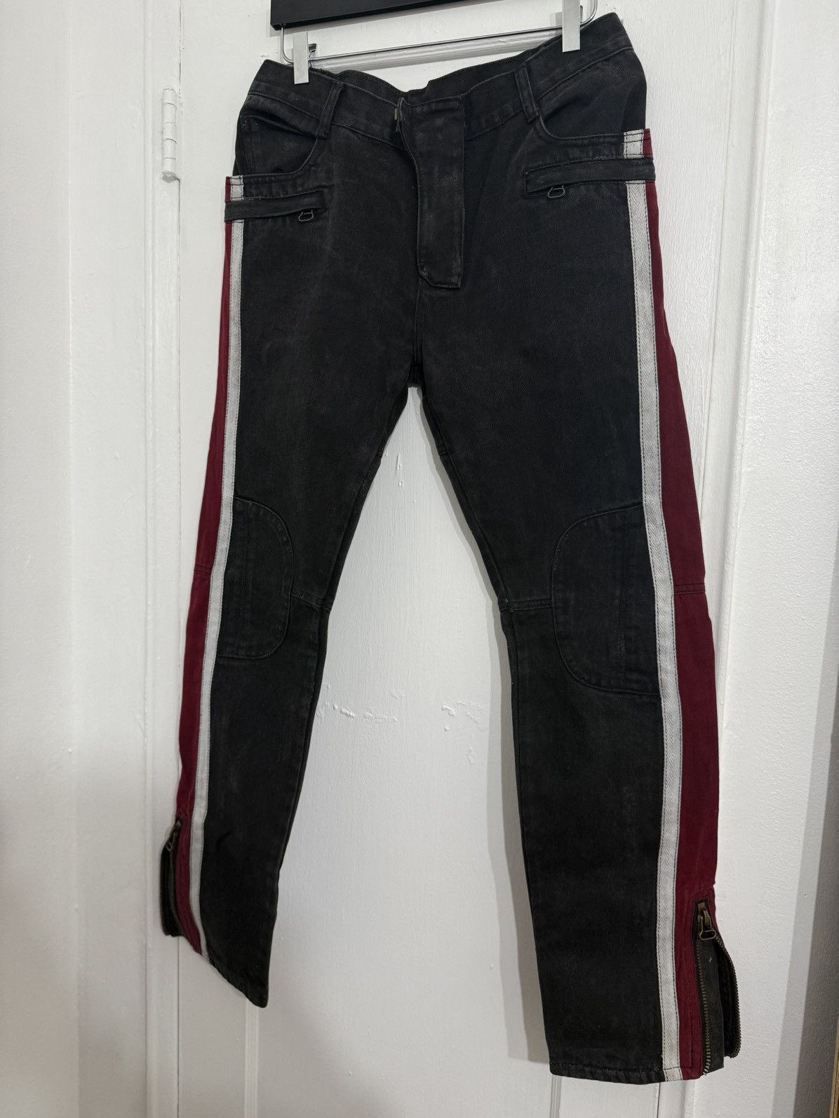 Balmain F/W10 Decarnin Striped Bikers *Grail* Size US 32 / EU 48 - 2 Thumbnail