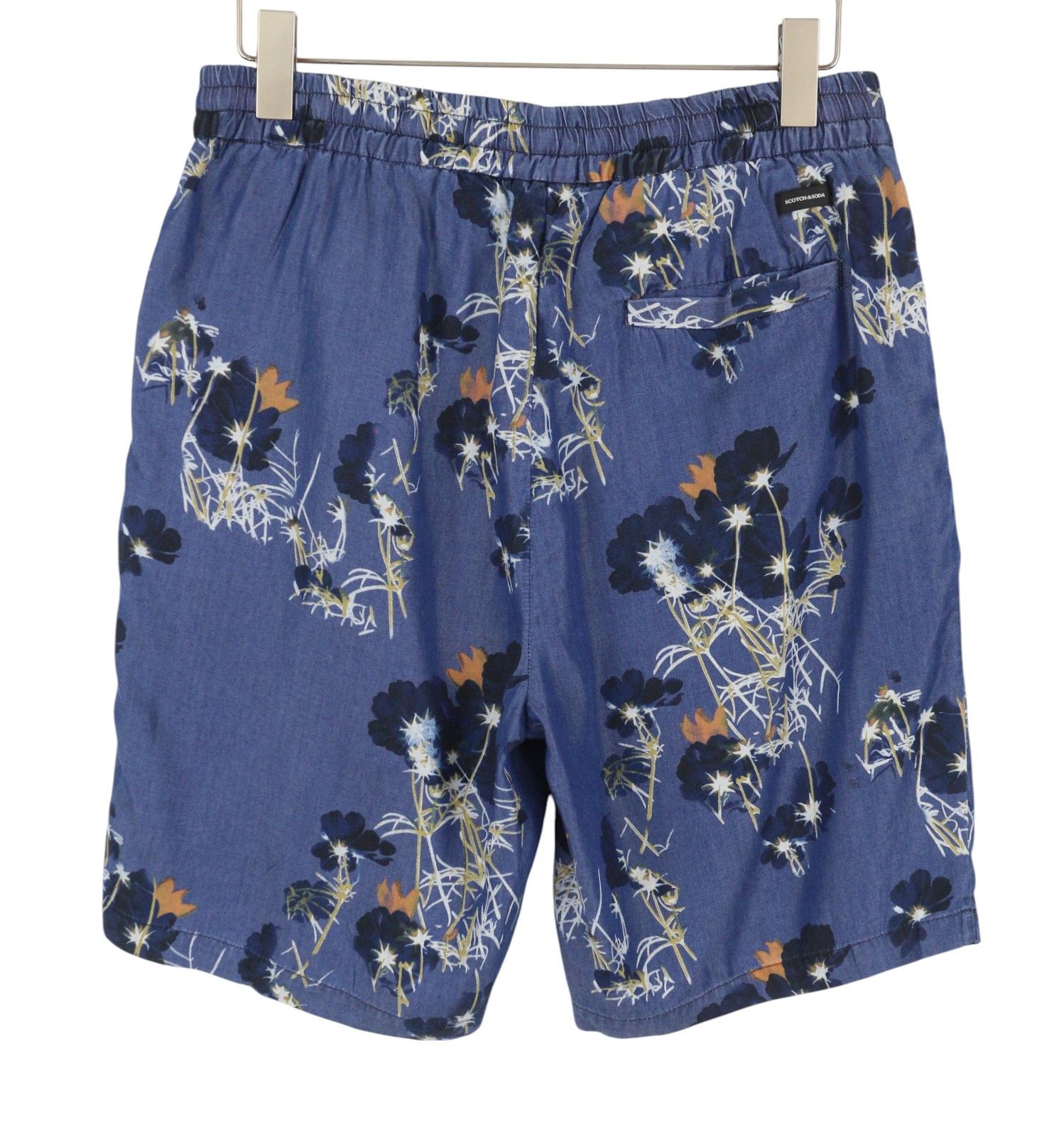 Scotch & Soda W33 Blue Floral Print Pleated Tencel Chino Shorts 91023 Size US 33 - 4 Thumbnail