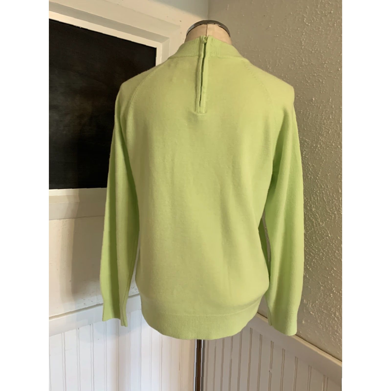 Vintage Draper's & Damon's Spring Green Women's Medium Sweater Mock Turtleneck Size M / US 6-8 / IT 42-44 - 4 Thumbnail