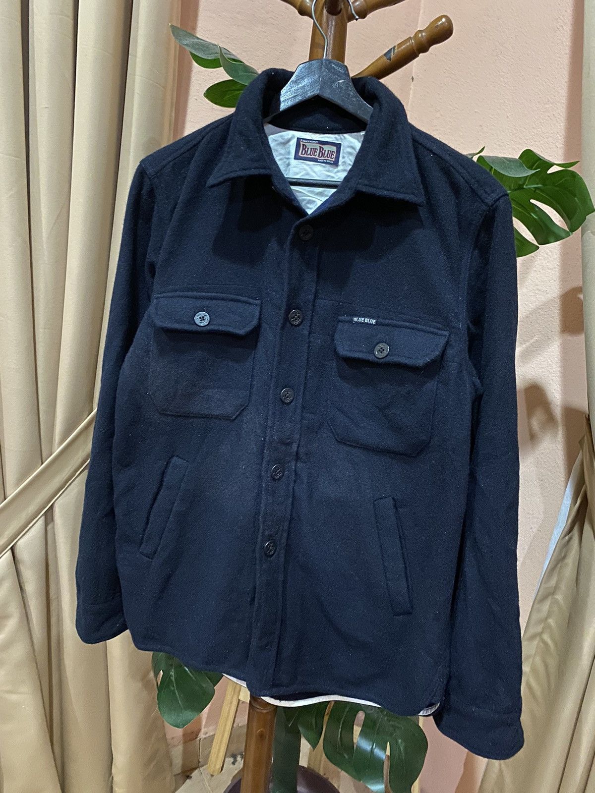 Blue Blue Japan × HOLLYWOOD RANCH MARKET Blue Blue H.Ranch Market Vintage Black Wool Shirt Jacket Size US M / EU 48-50 / 2 - 2 Thumbnail