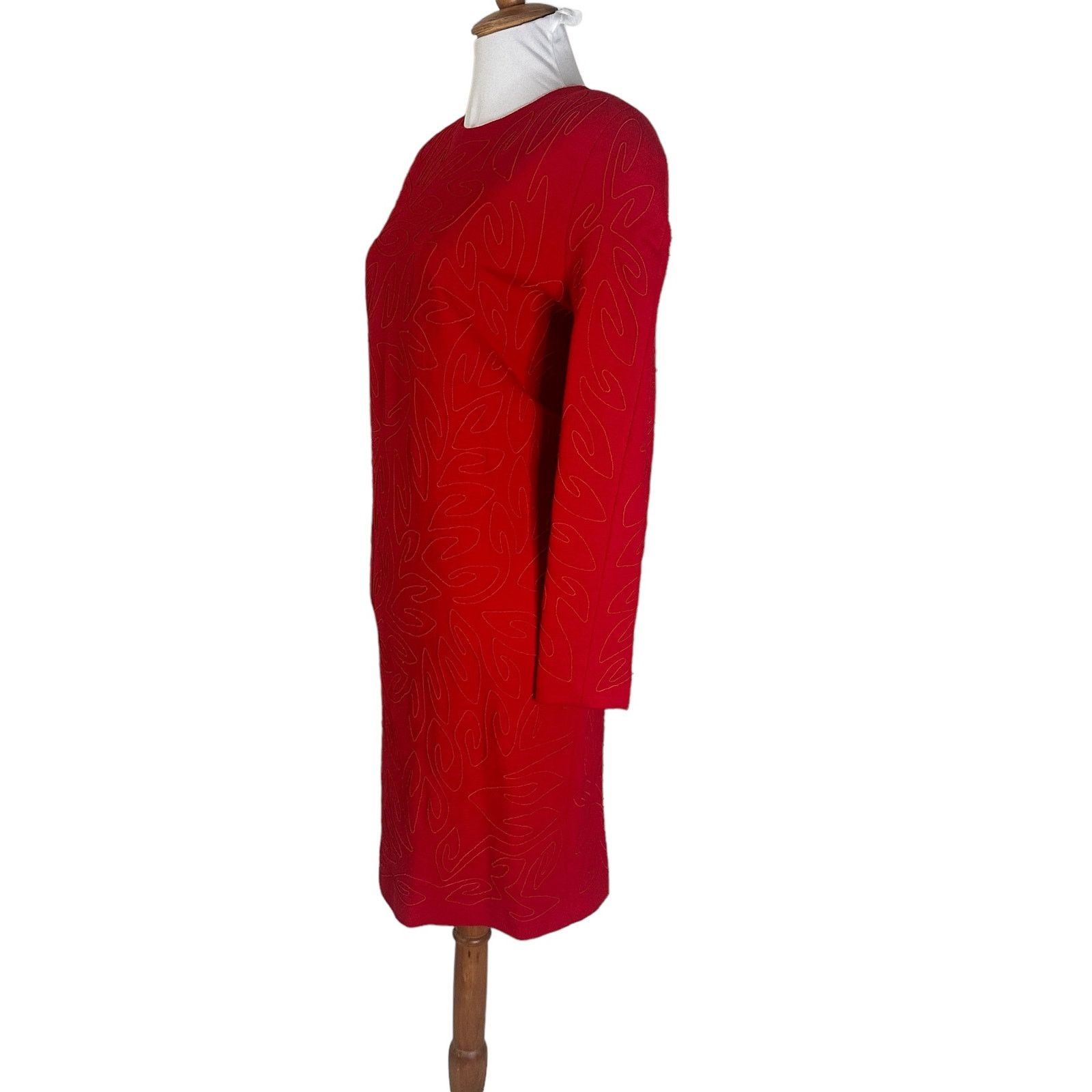 Vintage Vintage 90s Carmen Marc Valvo Red Knit Cocktail Dress 6 Size XS / US 0-2 / IT 36-38 - 5 Thumbnail