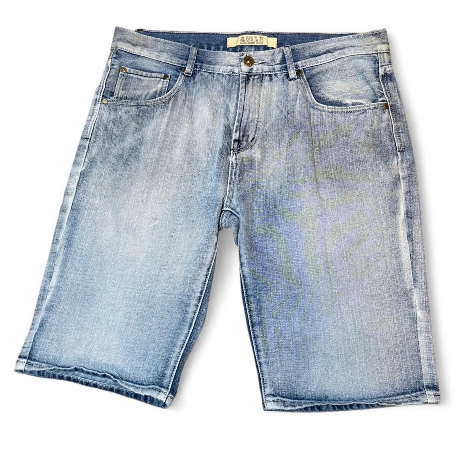Vintage Y2k Light Wash Agile Iron Cross Baggy Denim Shorts Size US 36 / EU 52 - 2 Thumbnail