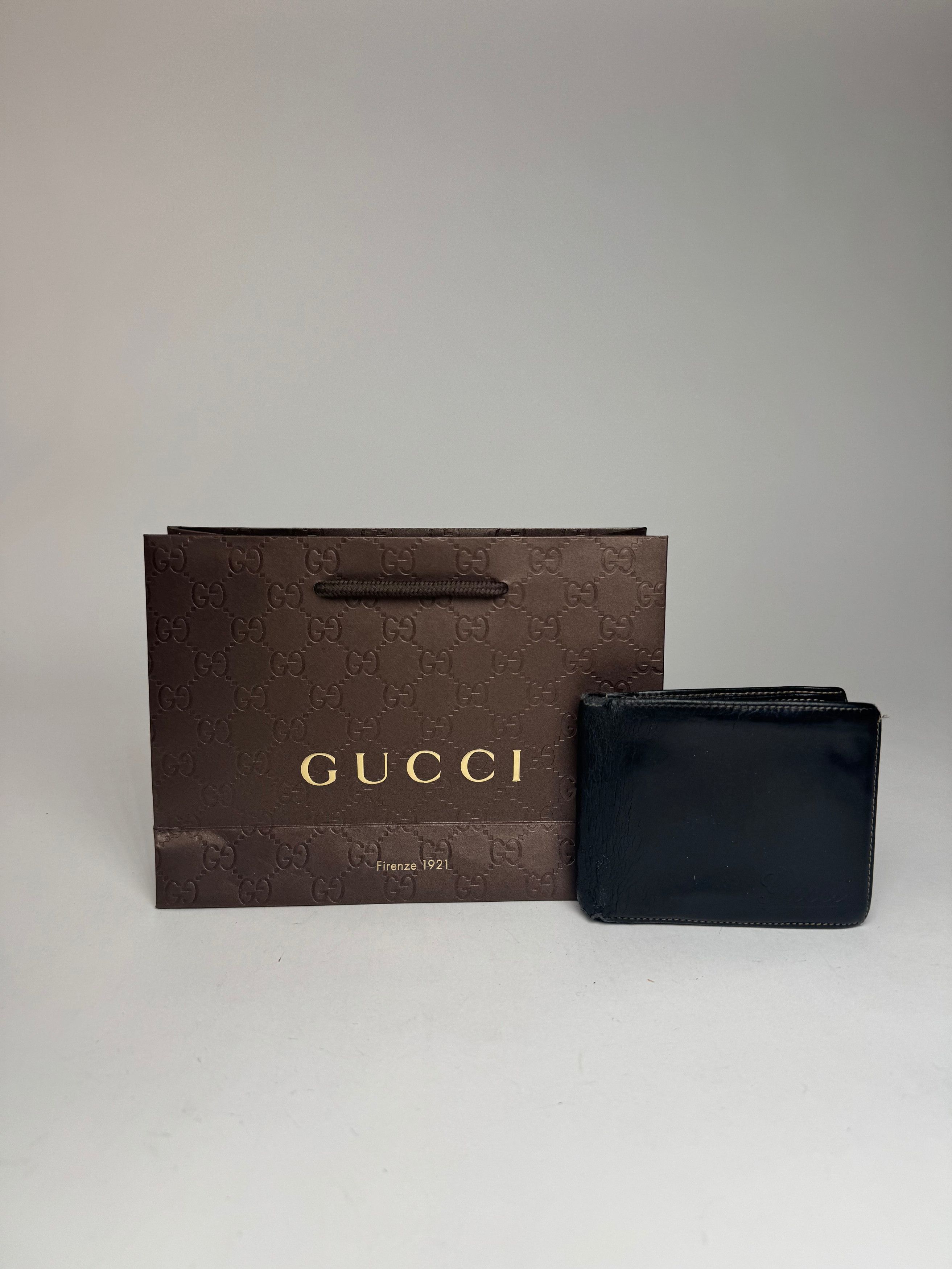 Gucci Vintage foldable Leather Wallet black Size ONE SIZE - 1 Thumbnail