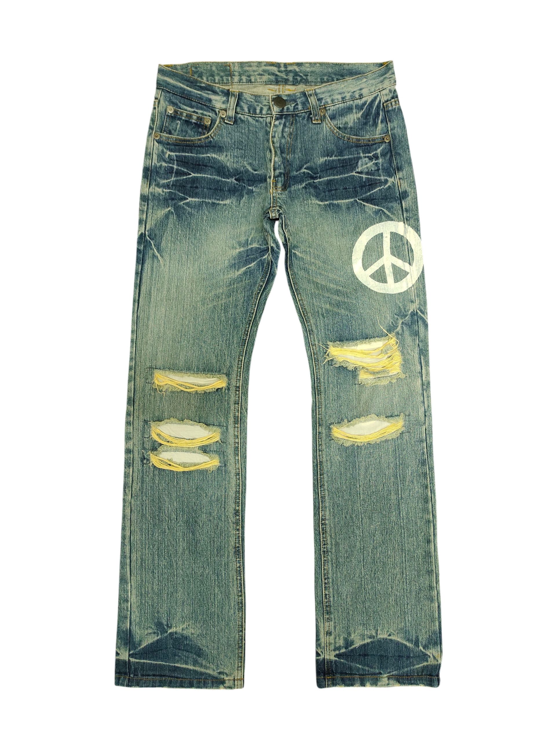 Undercover Loma Point Japan Jeans - Peace Logo Distress Grunge Denim Size US 32 / EU 48 - 8 Thumbnail