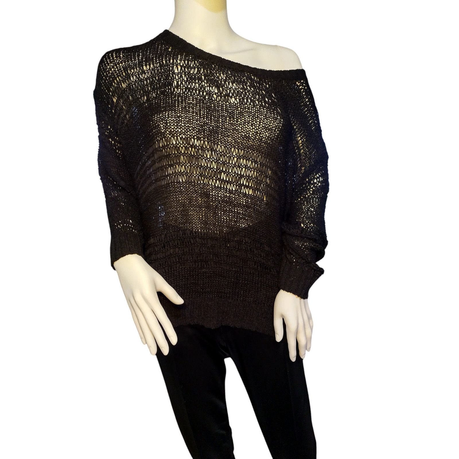 H&M H&M Sweater Lg Sleeves Sheer CrewNeck Pullover Black Sz Md Size M / US 6-8 / IT 42-44 - 1 Thumbnail