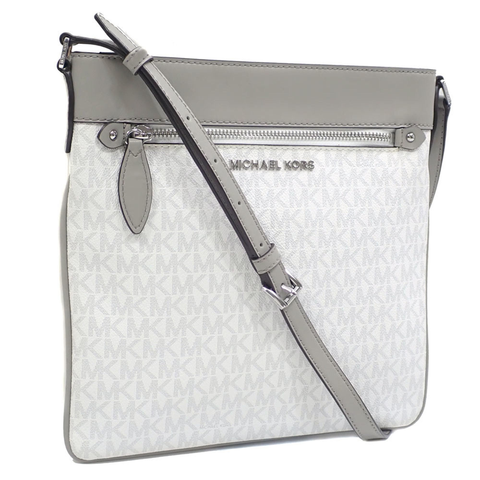 Michael Kors Shoulder Bag For Women, White, Grey, White Coated Canvas, Leather, 35S9Si7C7B, Women's