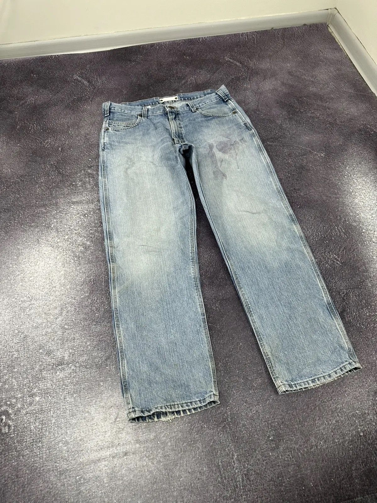 Carhartt × Vintage Vintage 90s Carhartt Light Blue Denim Work Hype Baggy Jeans Size US 36 / EU 52 - 9 Thumbnail