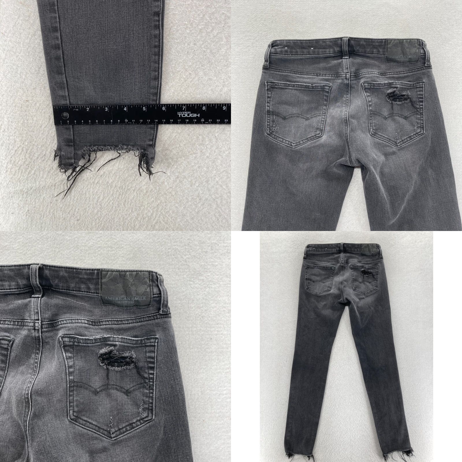 American Eagle Outfitters American Eagle Outfitters Skinny Jeans Mens 29x32 Black Stretch Denim Distressed Destroyed Size US 29 - 9 Thumbnail