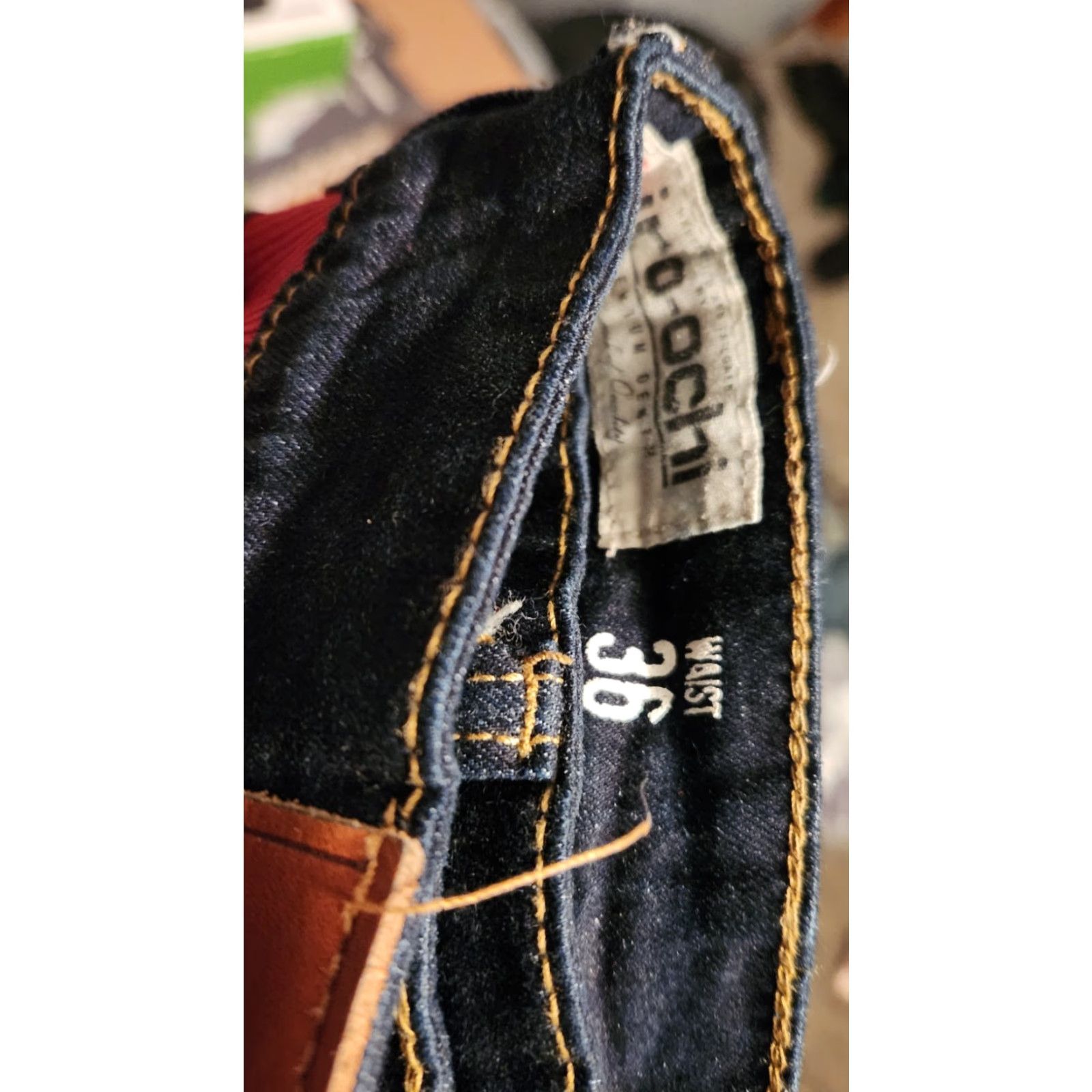 Vintage VINTAGE Iro-ochi Jacket Jeans Mens L Red White Blue Biker Sports 90s Grand Touring Champs 36 30 Size US 33 - 5 Thumbnail