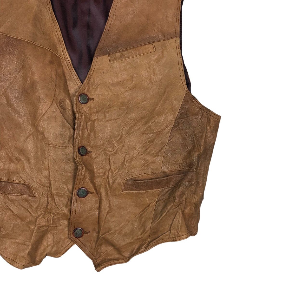 Genuine Leather 📌Vintage Genuine Leather Vest Biker Vera Pelle Size US M / EU 48-50 / 2 - 6 Thumbnail
