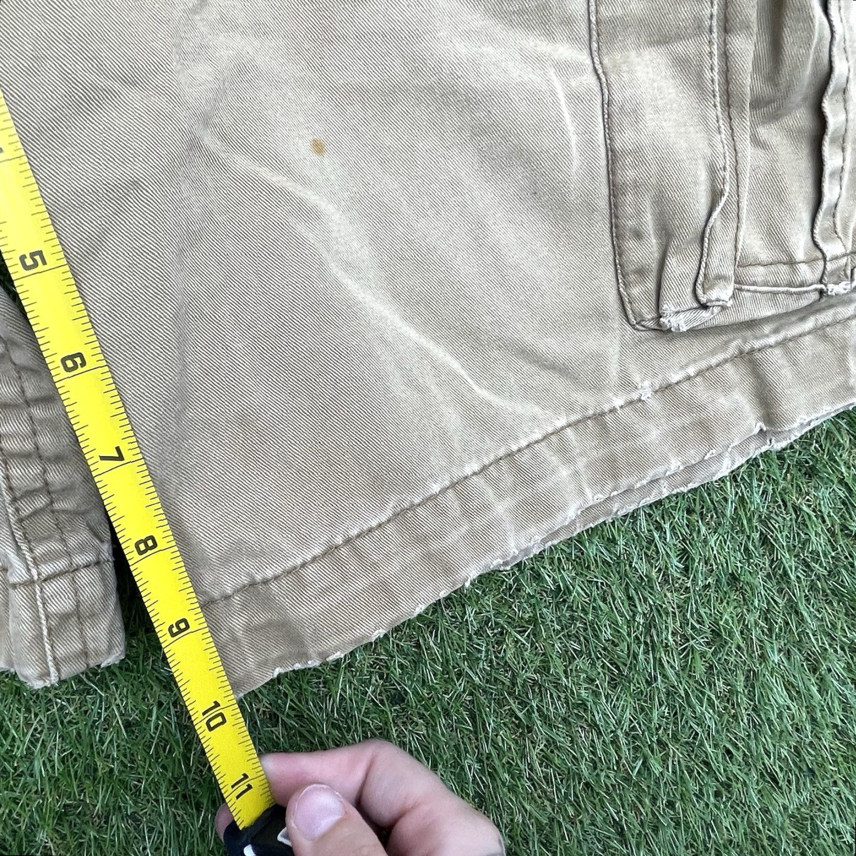Vintage Aéropostale Cargo Shorts Men 31 x10 Beige Heavy Canvas Cotton Drawstring 00s y2k Loose Size US 31 - 6 Thumbnail