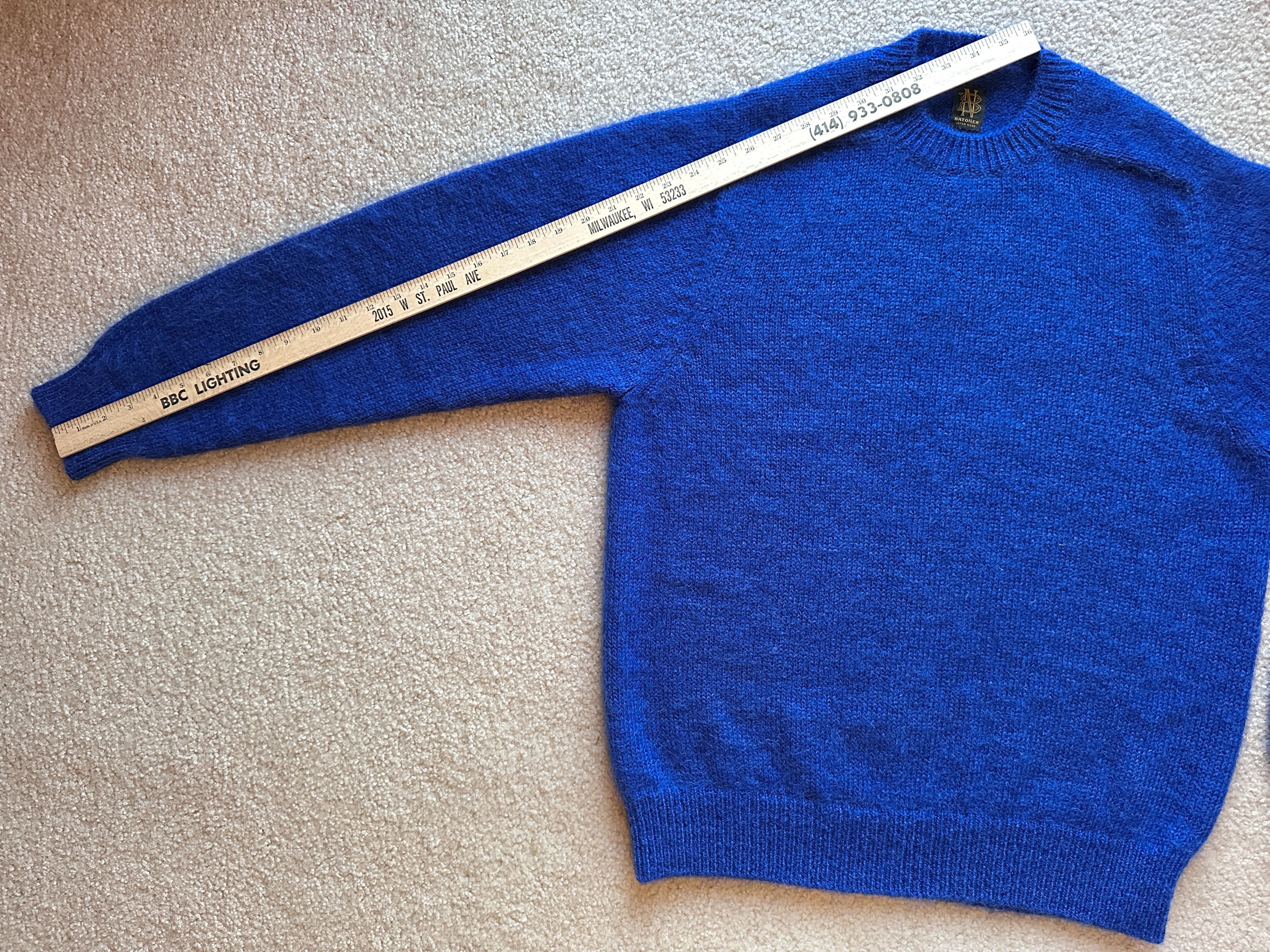 Batoner Batoner Pure 100% Mohair Blue Crewneck Wool Sweater Size US L / EU 52-54 / 3 - 9 Thumbnail