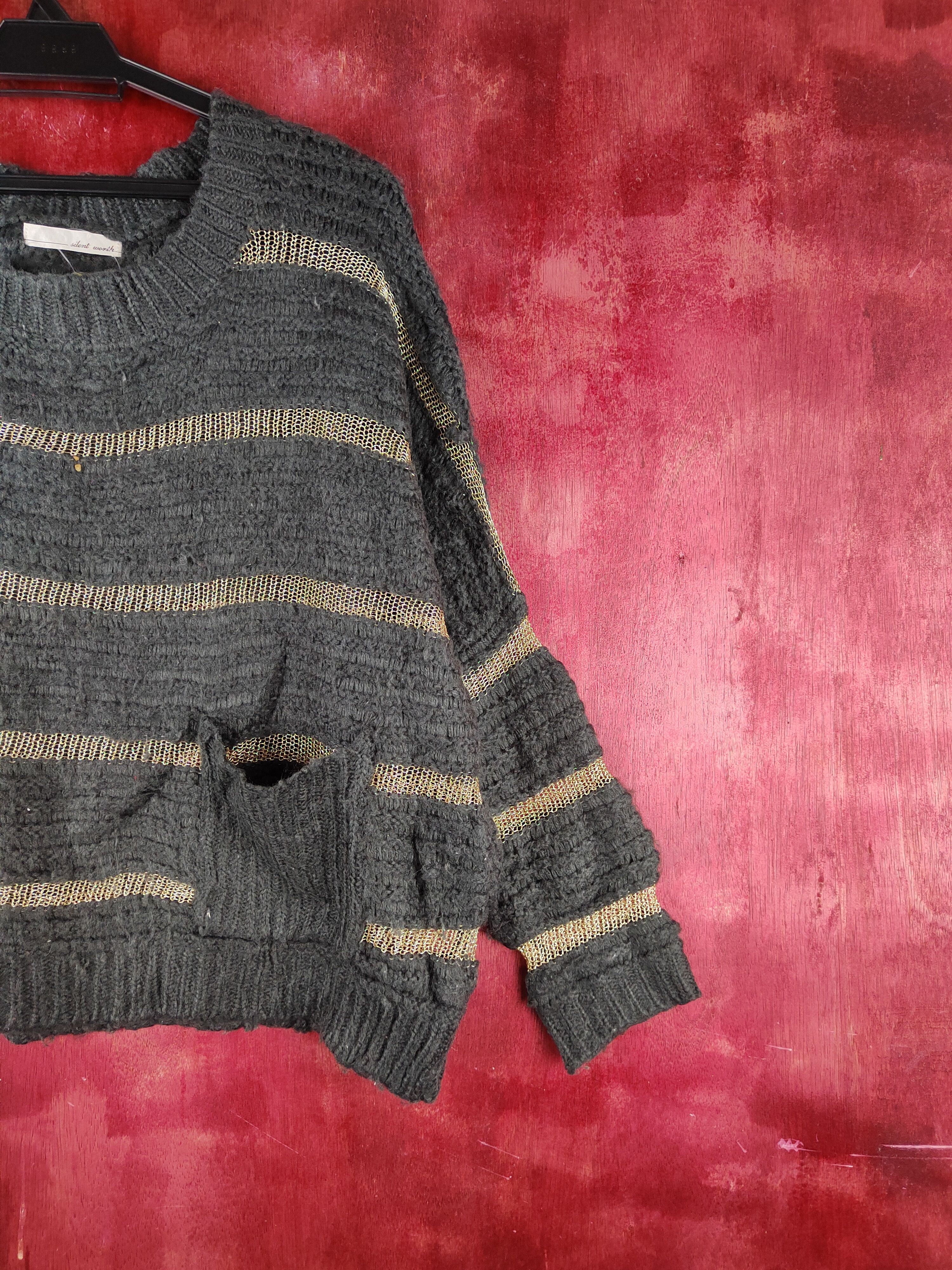 Homespun Knitwear × Japanese Brand × Vintage Baggie Silent Worth Dark Gray Knitwear Sweatshirts #S2372 Size L / US 10 / IT 46 - 4 Thumbnail