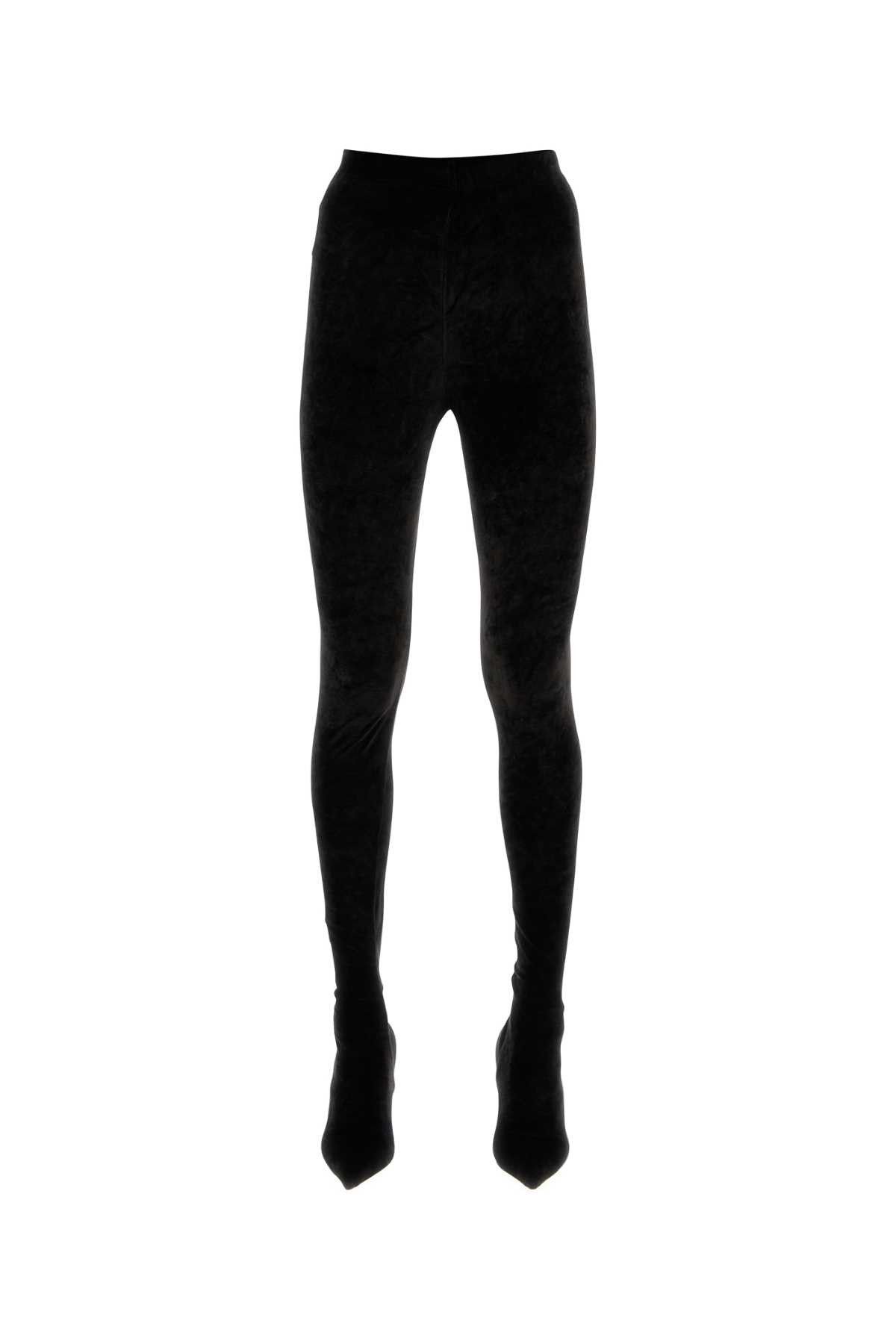 image of Balenciaga Black Fluid Velvet Jersey Knife Pantaleggings, Women's (Size 27)