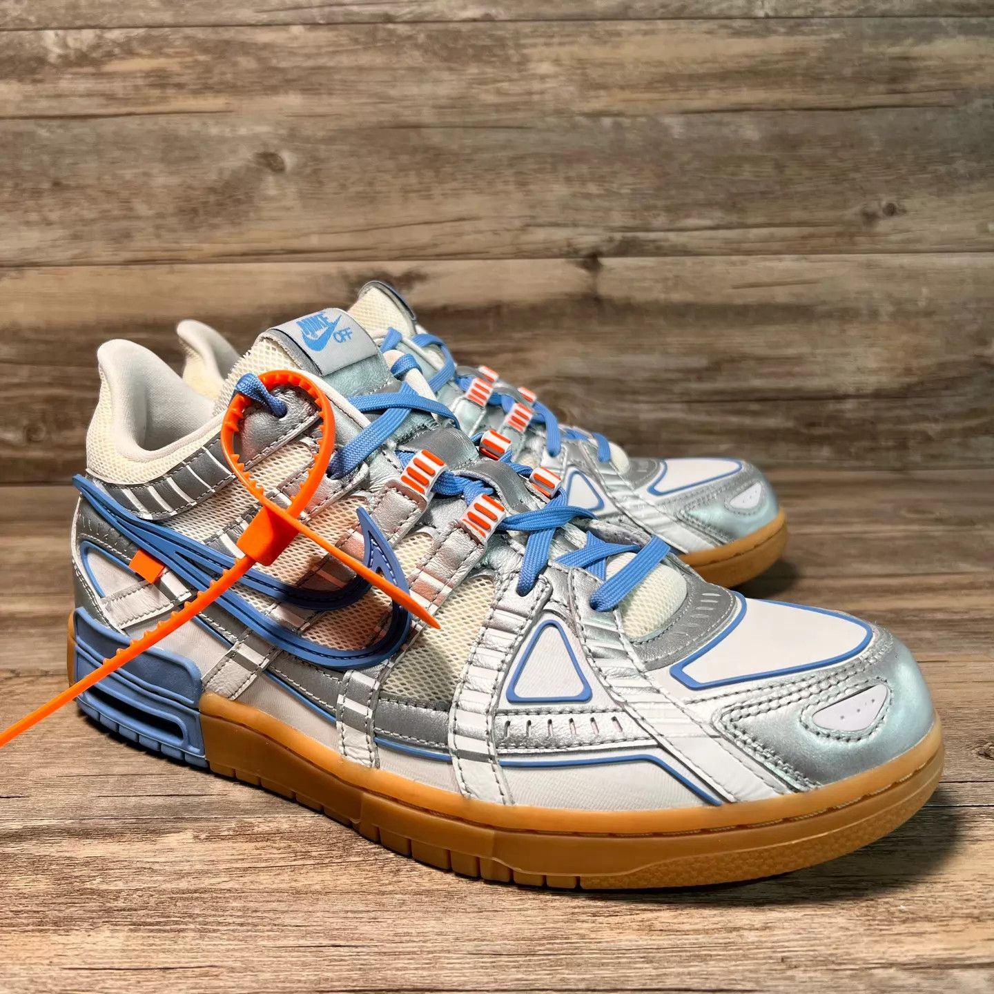 Nike OW x Nike Rubber Dunk Wht/Bl Slvr CU6015-100 45.5 97New Size US 11.5 / EU 44-45 - 2 Thumbnail