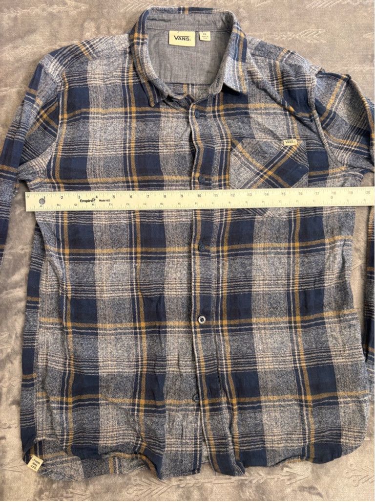 Vans Boy's Vans Flannel Shirt XL Blue Gray Plaid Size US XL / EU 56 / 4 - 2 Thumbnail