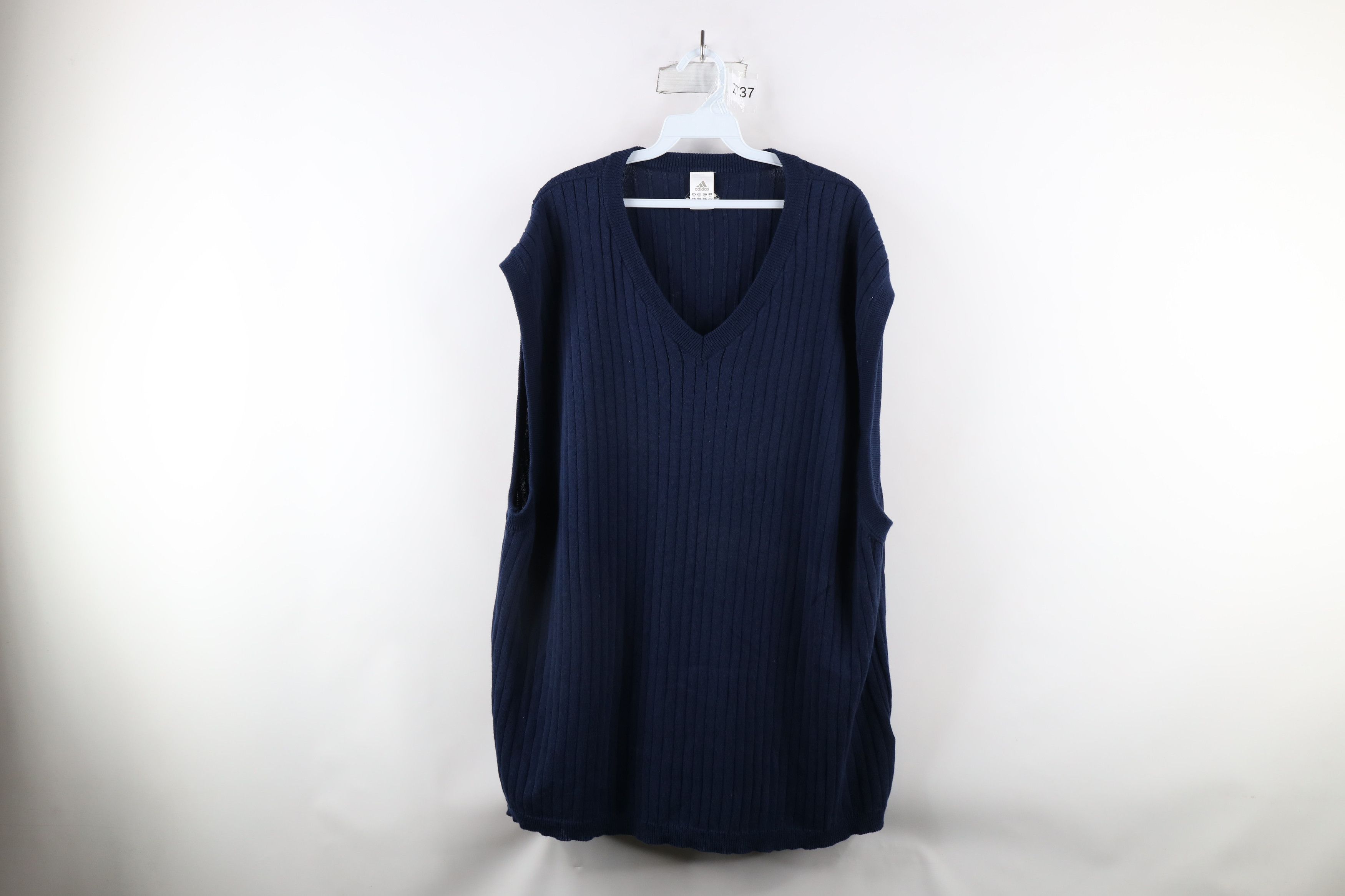 Adidas Vintage Adidas Out Cotton Ribbed Knit Sweater Vest Blue Size US XXL / EU 58 / 5 - 1 Thumbnail