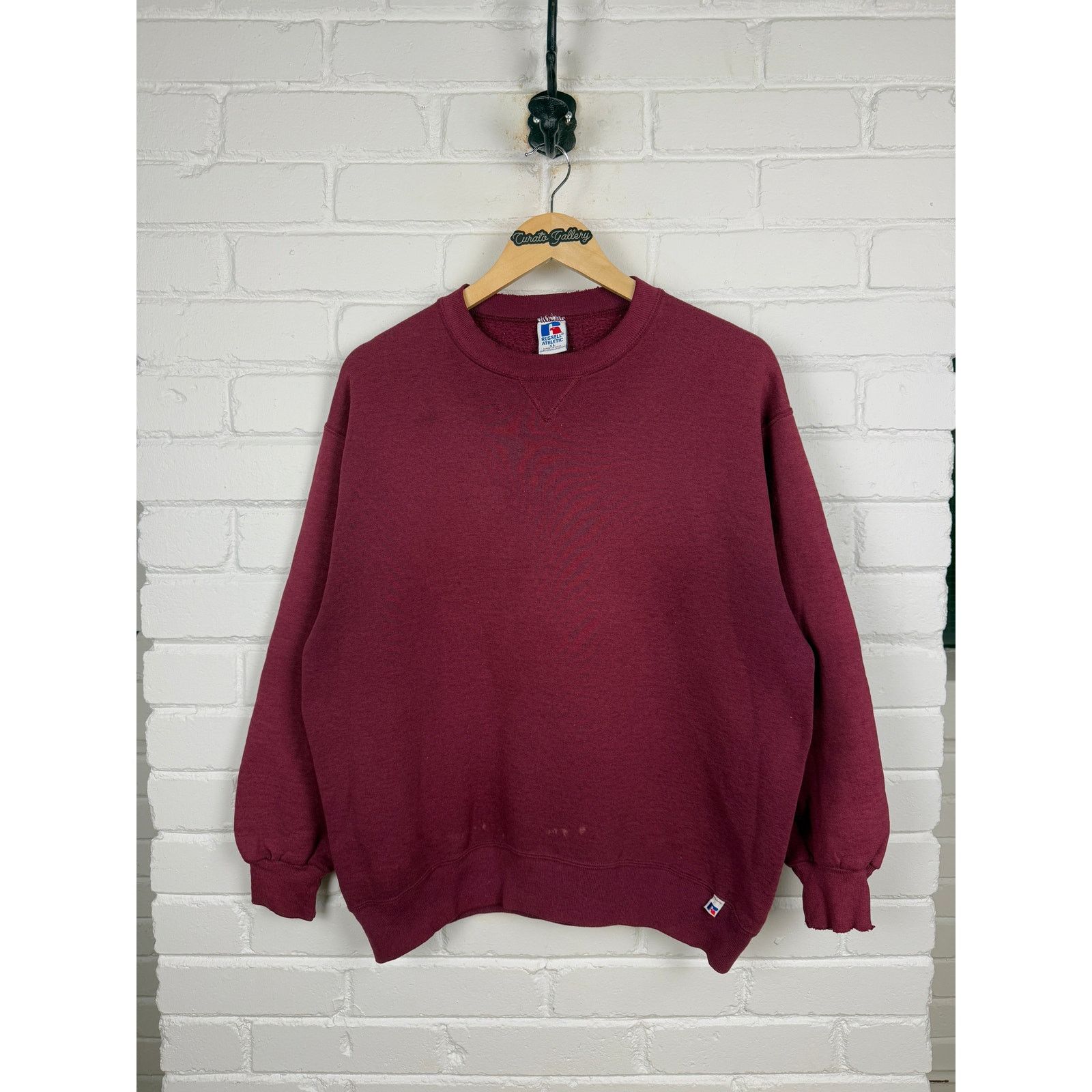 Vintage Vintage 90s Russell Athletic Sweatshirt Size XL Faded Maroon Size US XL / EU 56 / 4 - 1 Thumbnail