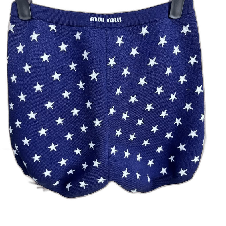 Miu Miu MiuMiu Star Pattern Knit Shorts Size 38 40-yf Size US 38 / EU 54 - 1 Thumbnail