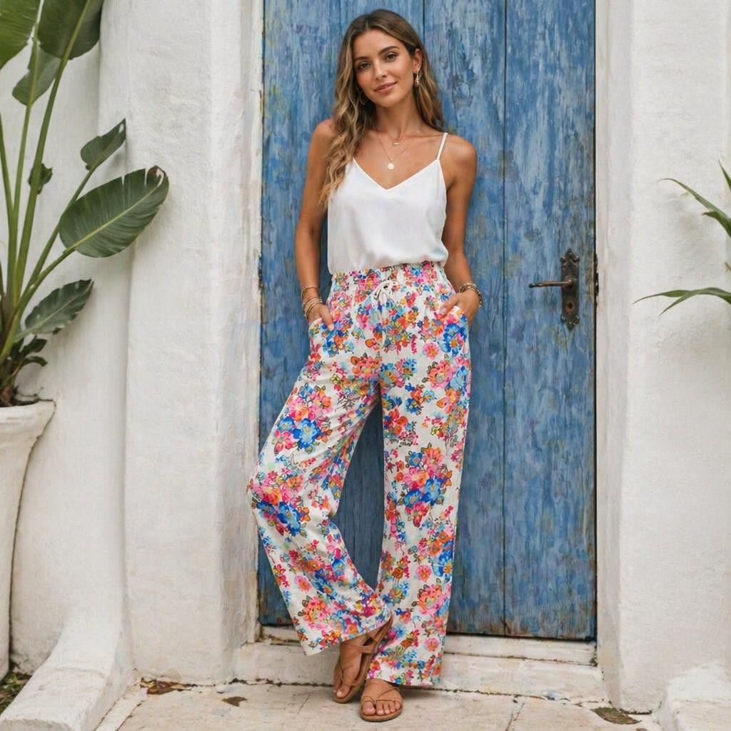 Vera Bradley Vera Bradley Wide Leg Floral Print Palazzo Pants, M Size 29" - 3 Thumbnail