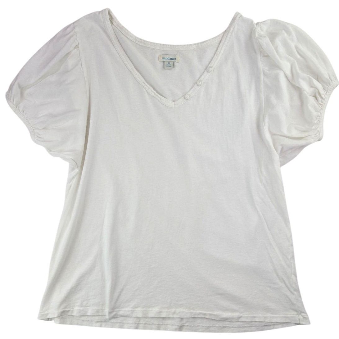Other Sundance | White, Puff Sleeve Henley T-Shirt w/ V-Neck| Med Size M / US 6-8 / IT 42-44 - 1 Thumbnail