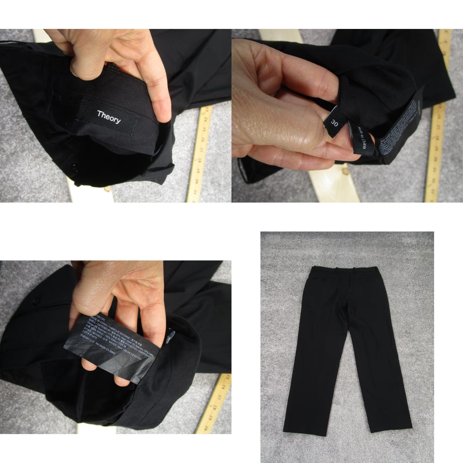 Theory Theory Pants Mens 30 Mayer New Tailor 2 Black Virgin Wool Slacks 26" Zip Flat Front Dress Pants Solid Size US 30 / EU 46 - 8 Thumbnail