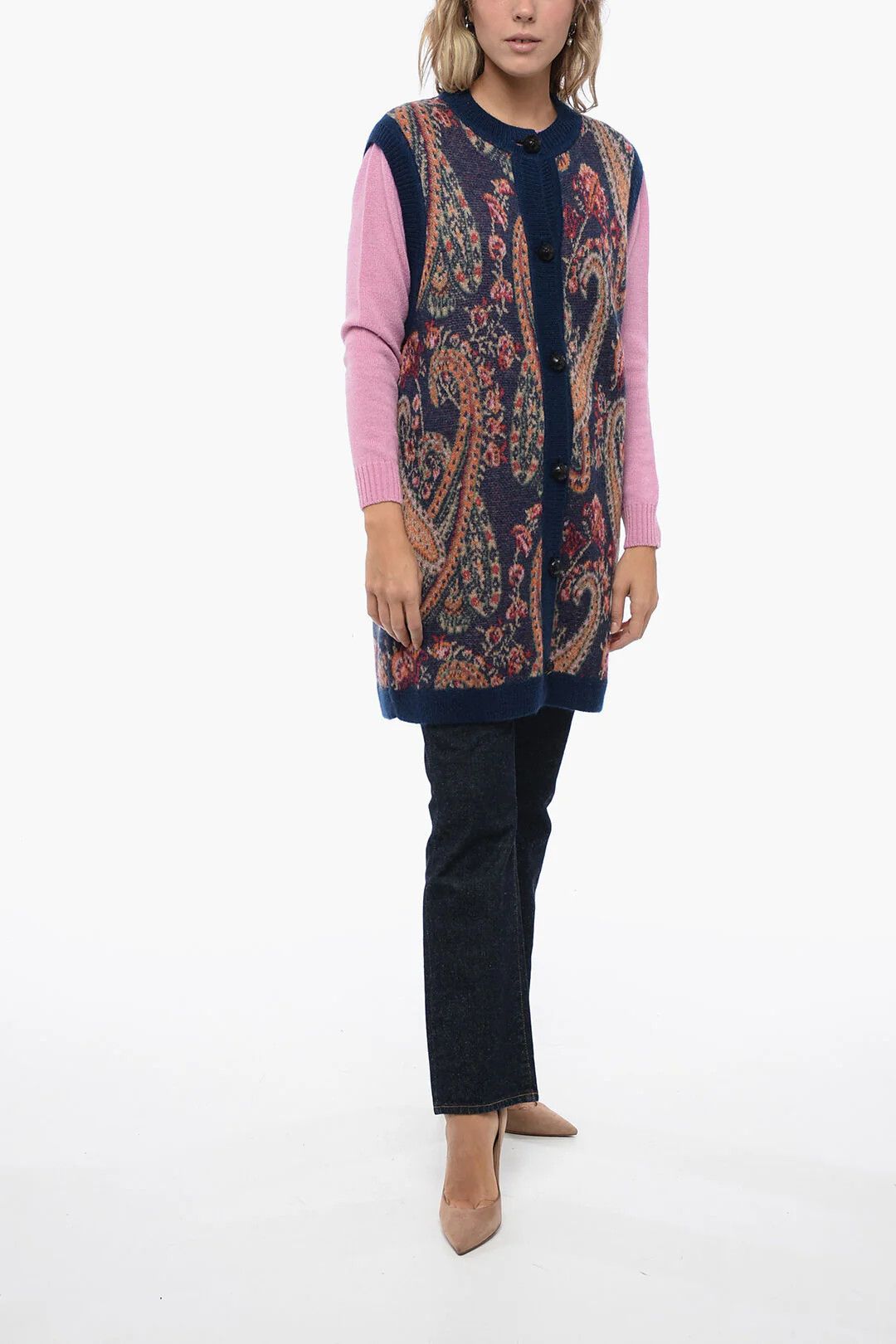 Etro og1mm0426 Maxi Buttoned Gilet in Multicolor Size XS / US 0-2 / IT 36-38 - 4 Thumbnail
