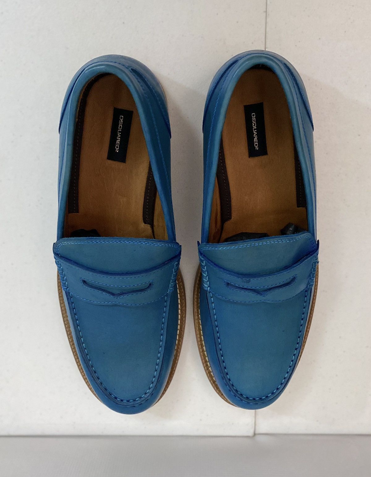 Dsquared2 Dsquared2 🇮🇹 Blue Leather Ivy League Penny Loafer 8.5 NEW Size US 8.5 / EU 41-42 - 19 Thumbnail