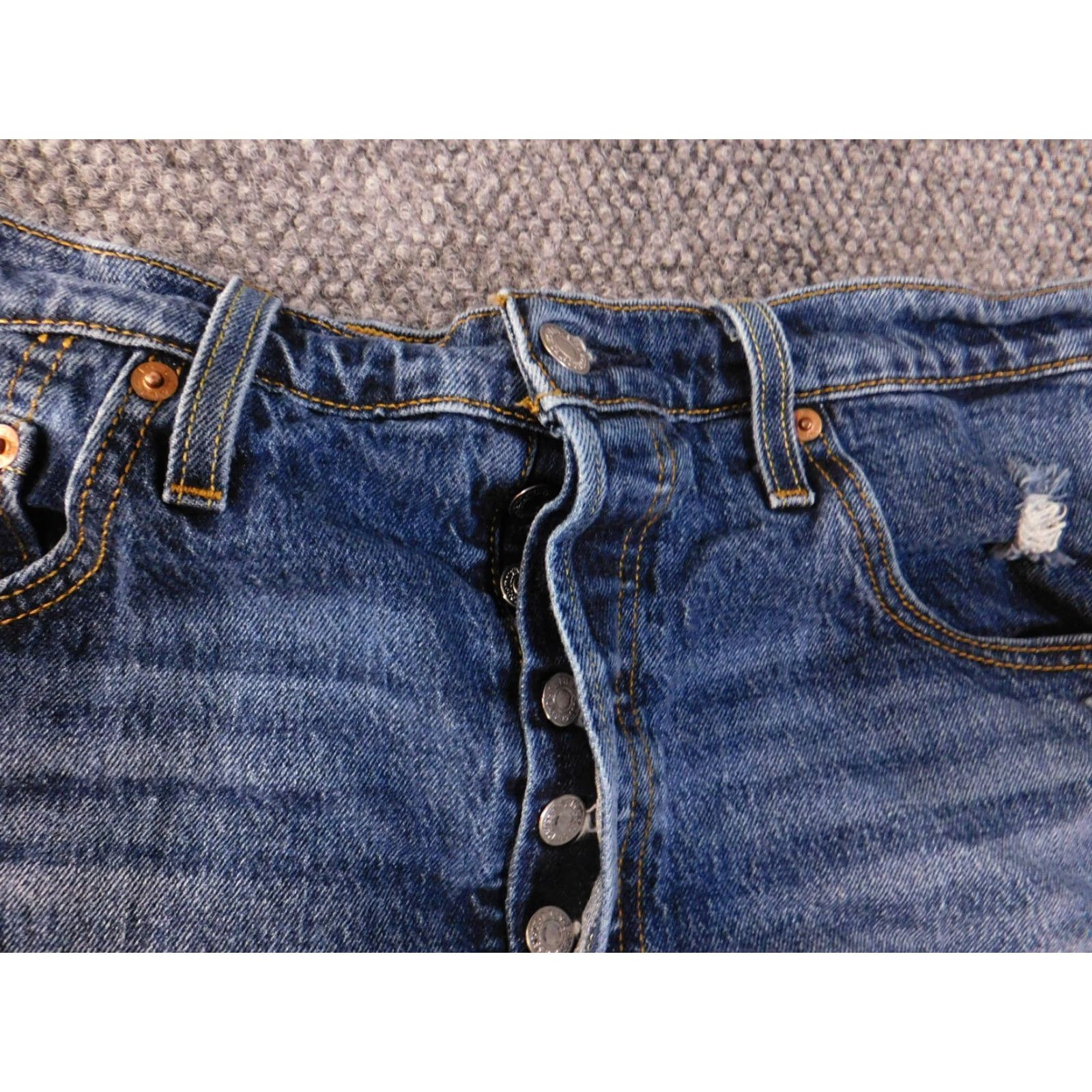 Levi's Levi’s Denim Shorts Womens 33 Blue Distressed Cut-Off Button Fly High Rise Casual Size 24" / US 00 / IT 34 - 5 Thumbnail