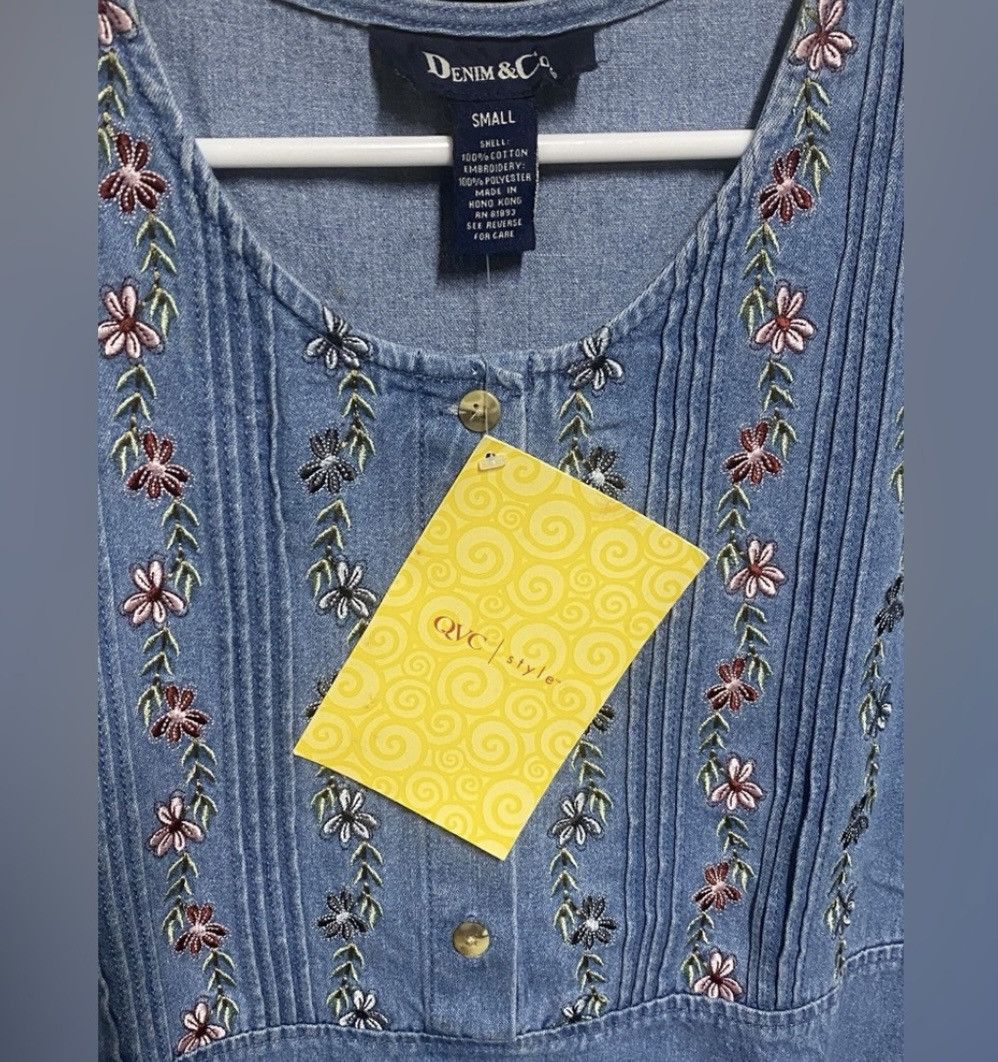 Denim & Co. Denim & Co Embroidered Denim Maxi Dress Small Cottagecore Size S / US 4 / IT 40 - 3 Thumbnail