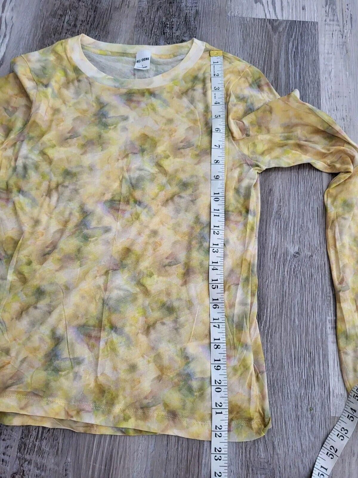 RE/DONE Re/done Shirt Large Long Sleeve Yellow Crew Neck Semi Sheer Size L / US 10 / IT 46 - 7 Thumbnail