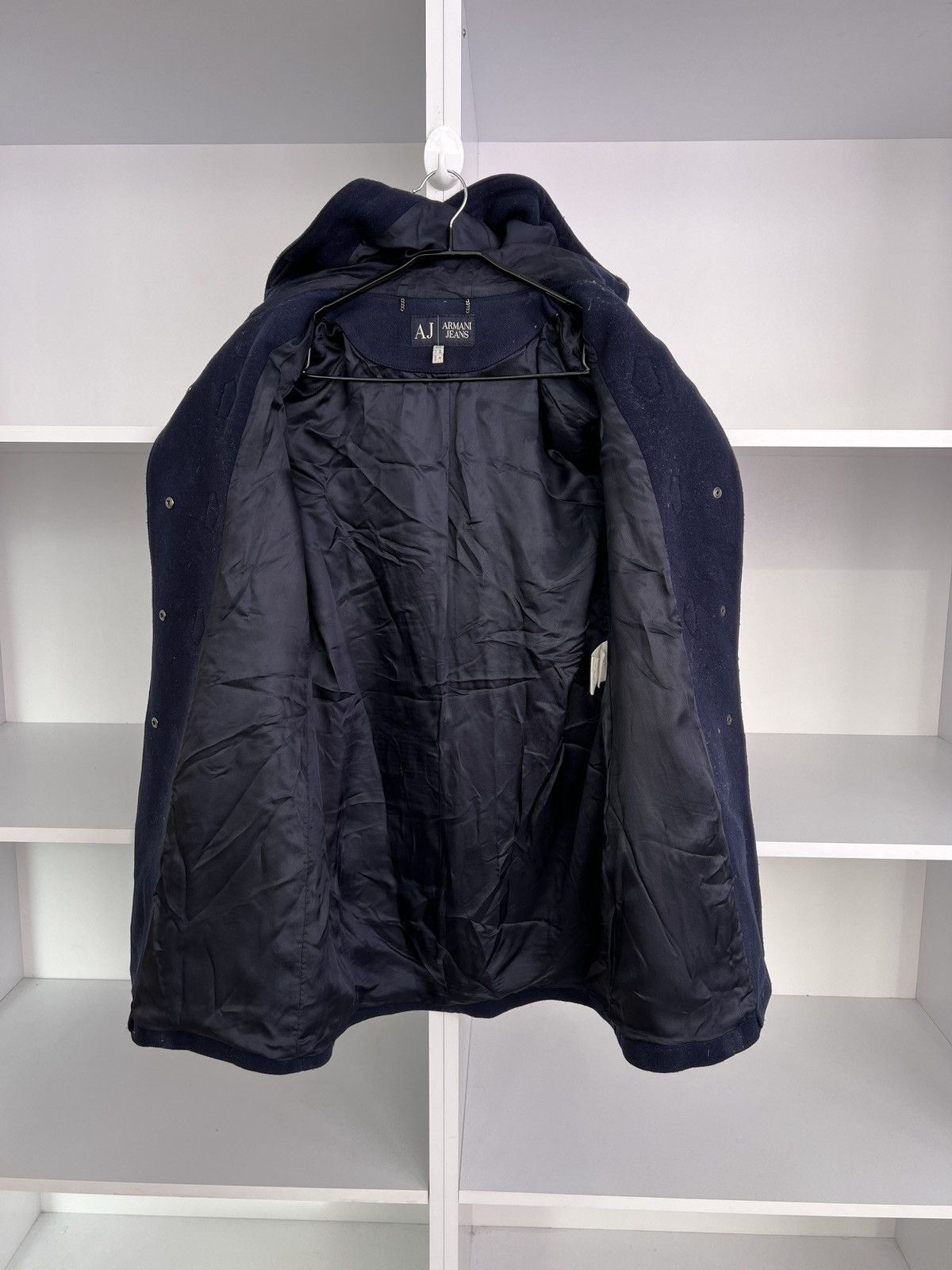Emporio Armani × Giorgio Armani × Vintage Vintage Armani Jeans Wool Hooded Women’s Coat Size M / US 6-8 / IT 42-44 - 11 Thumbnail