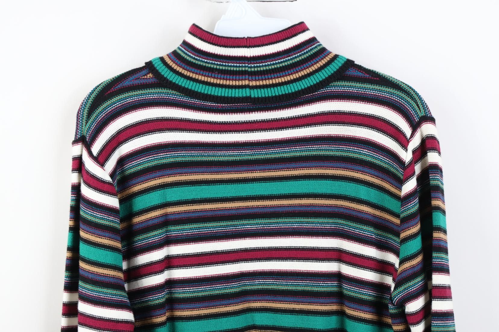 Vintage Vintage 90s Creek Striped Knit Turtleneck Sweater USA Size L / US 10 / IT 46 - 8 Thumbnail