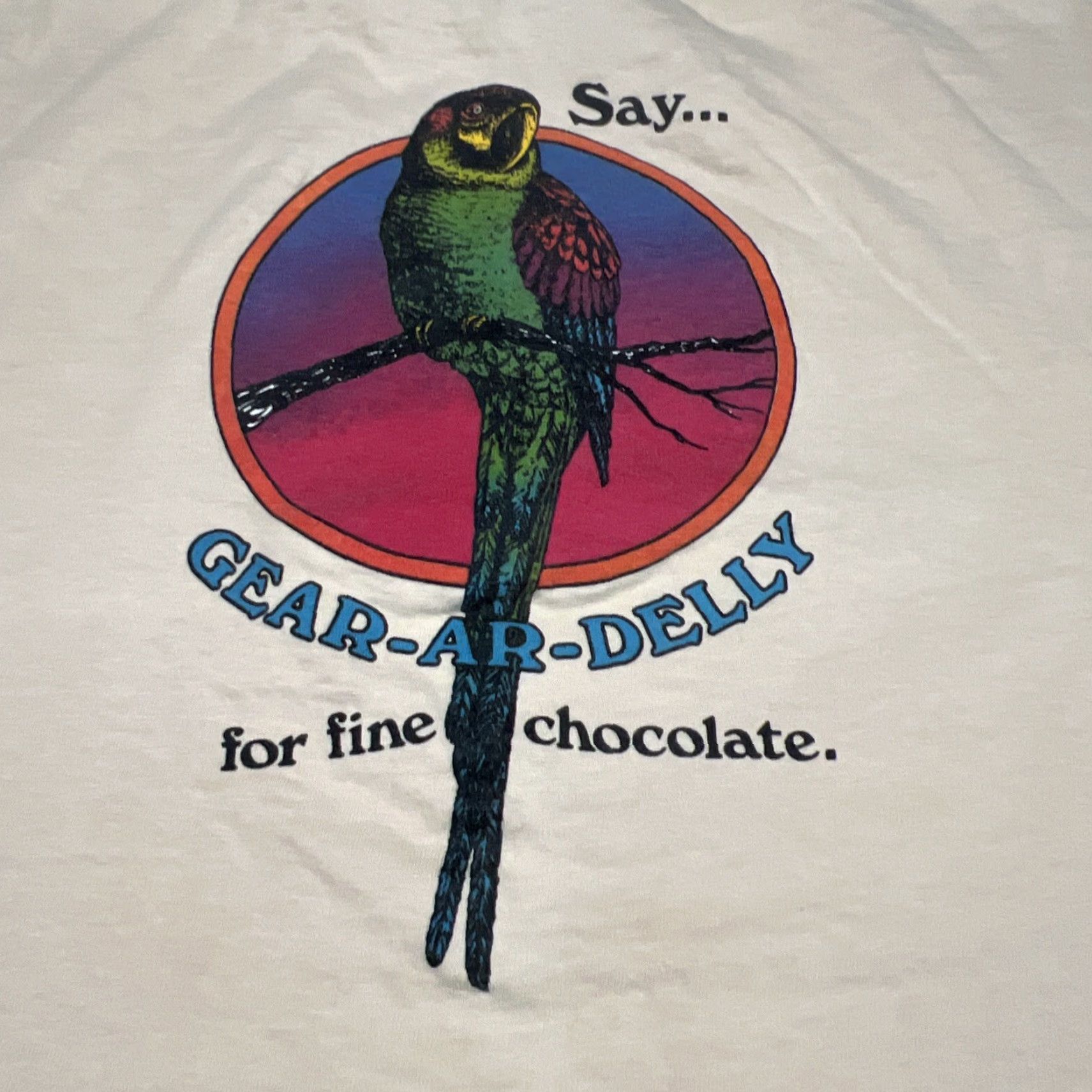 Vintage VINTAGE Ghirardelli Fine Chocolate San Francisco Graphic Shirt XL Unisex Tan 1980s Single Stitch Mens Womens Size US XL / EU 56 / 4 - 2 Thumbnail