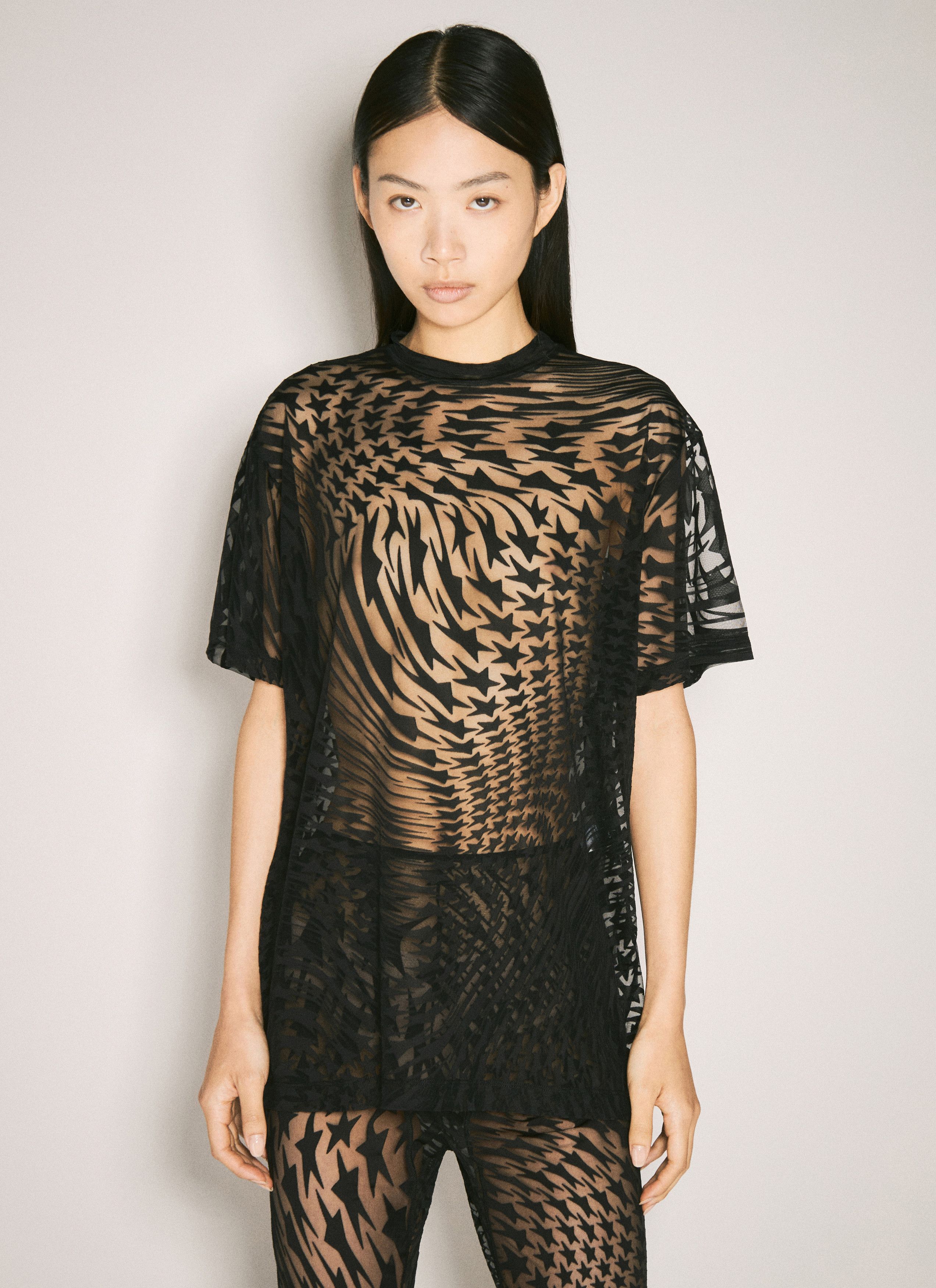 Mugler Sheer Flocked Star T-Shirt Size S / US 4 / IT 40 - 1 Thumbnail